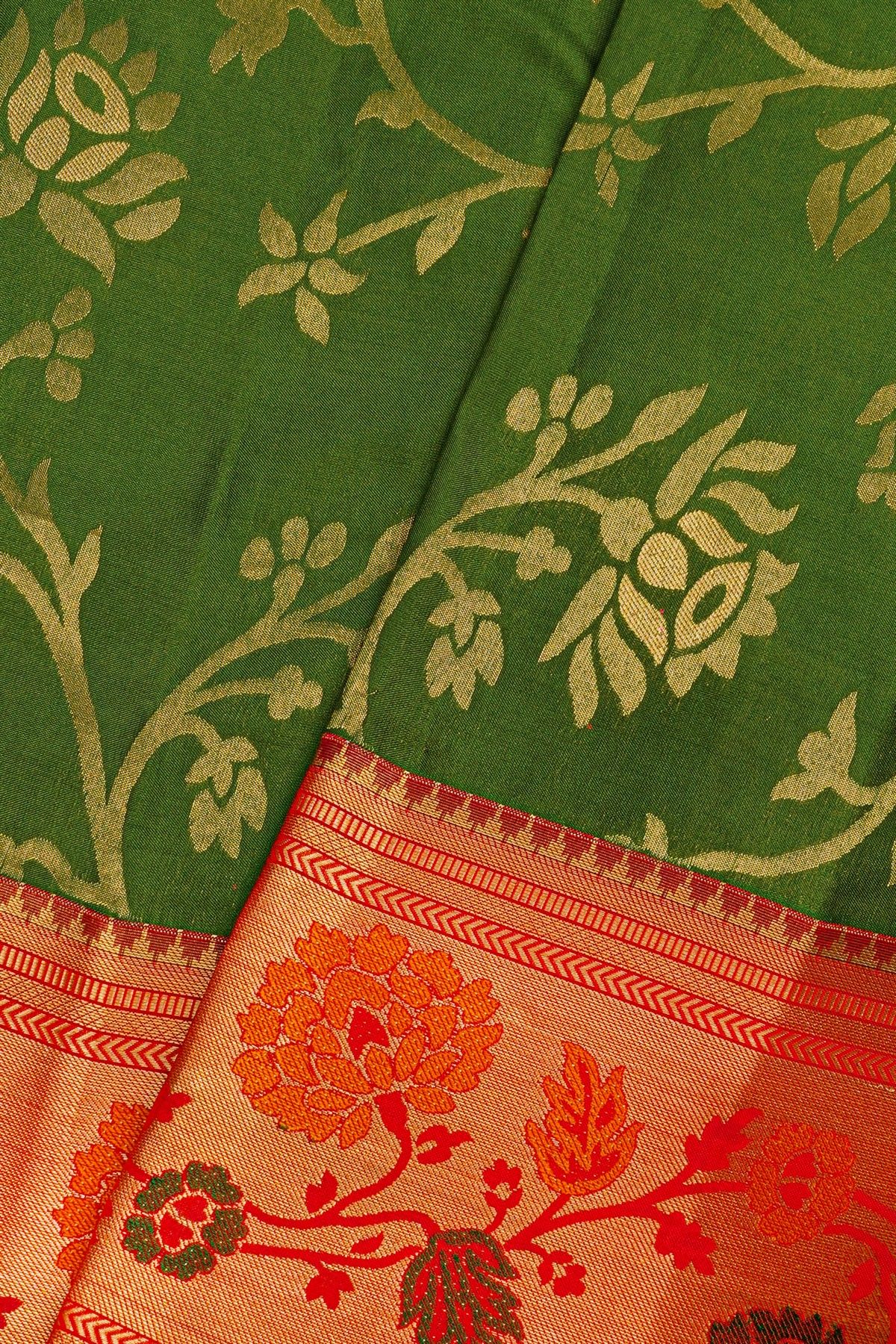 Kancheepuram Silk Bottle Green Saree