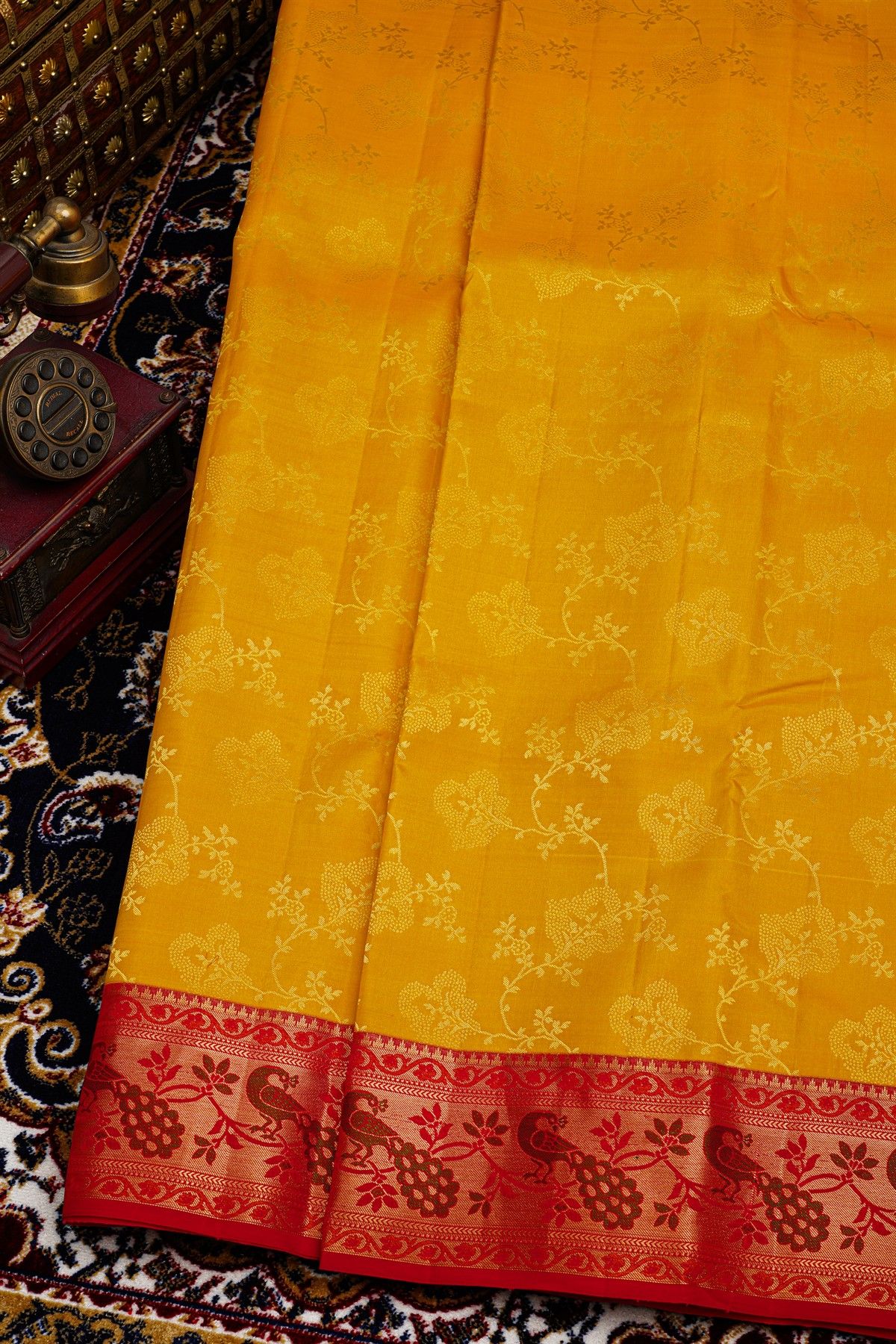 Kancheepuram Silk Mustard Saree