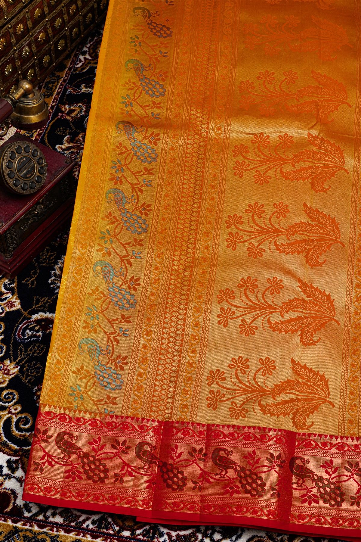 Kancheepuram Silk Mustard Saree