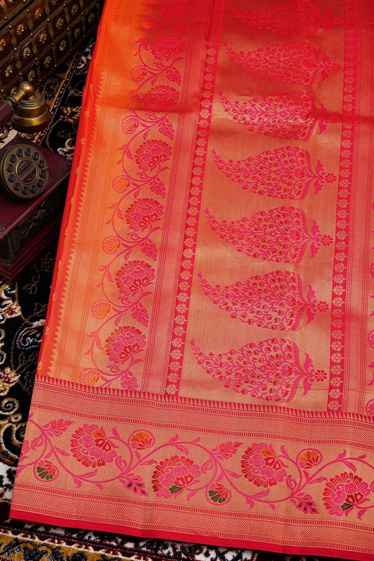 Kancheepuram Silk Peach Saree