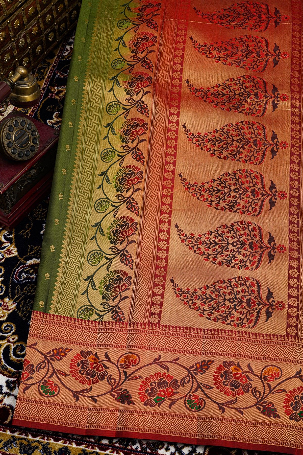 Kancheepuram Silk Mehendi Green Saree