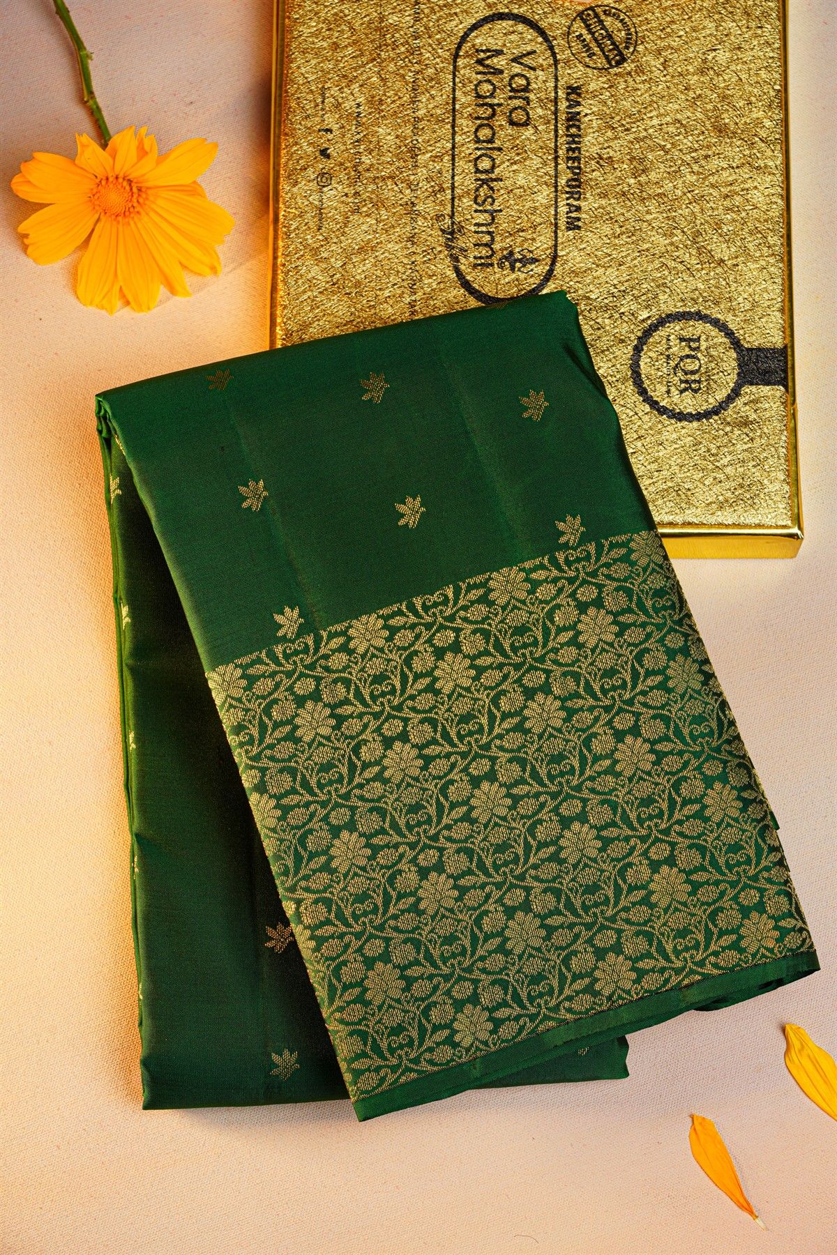 Kancheepuram Silk Bottle Green Saree