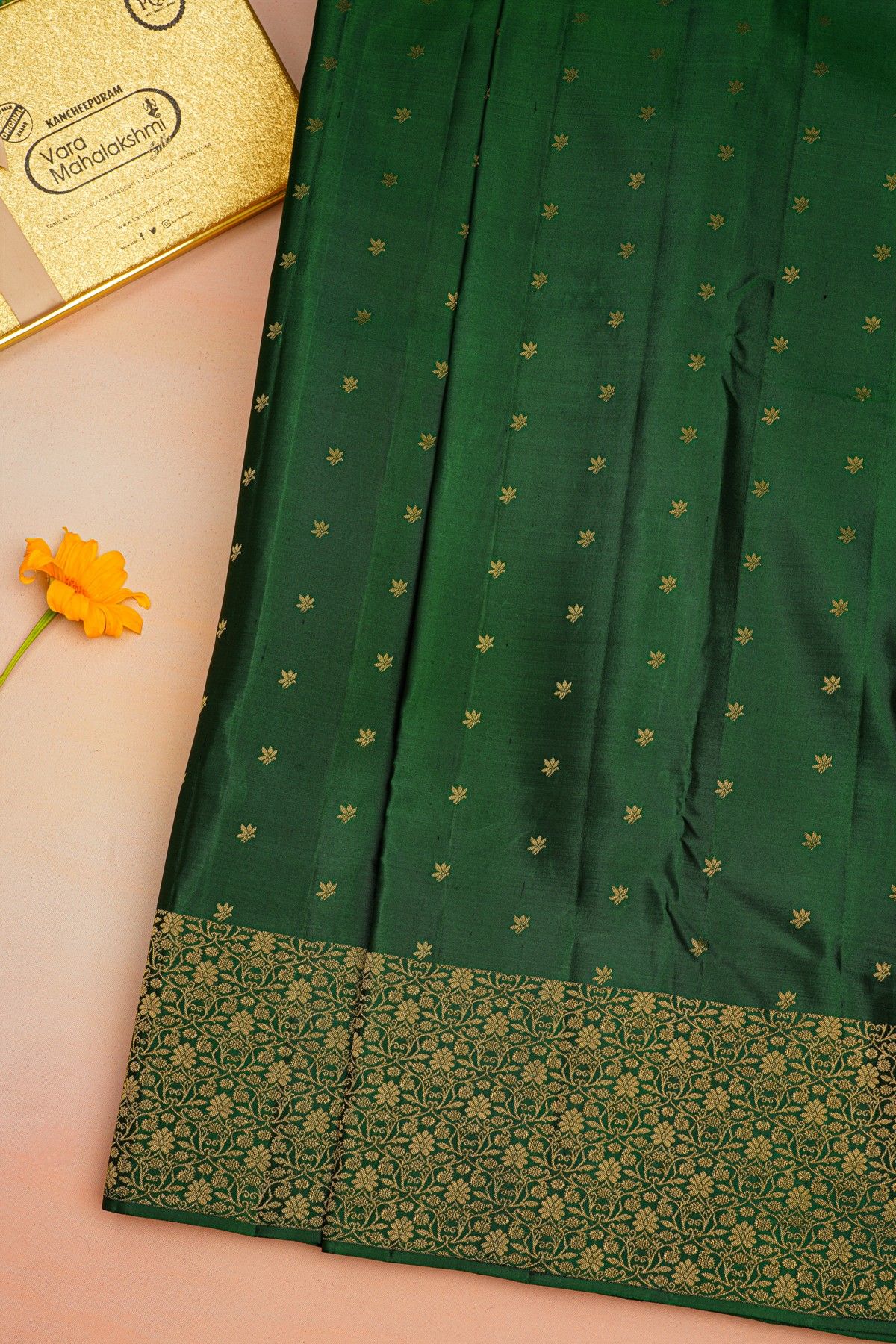 Kancheepuram Silk Bottle Green Saree