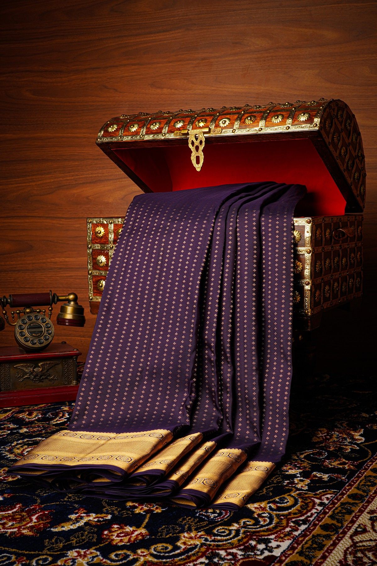 Kancheepuram Silk Navy Blue Saree