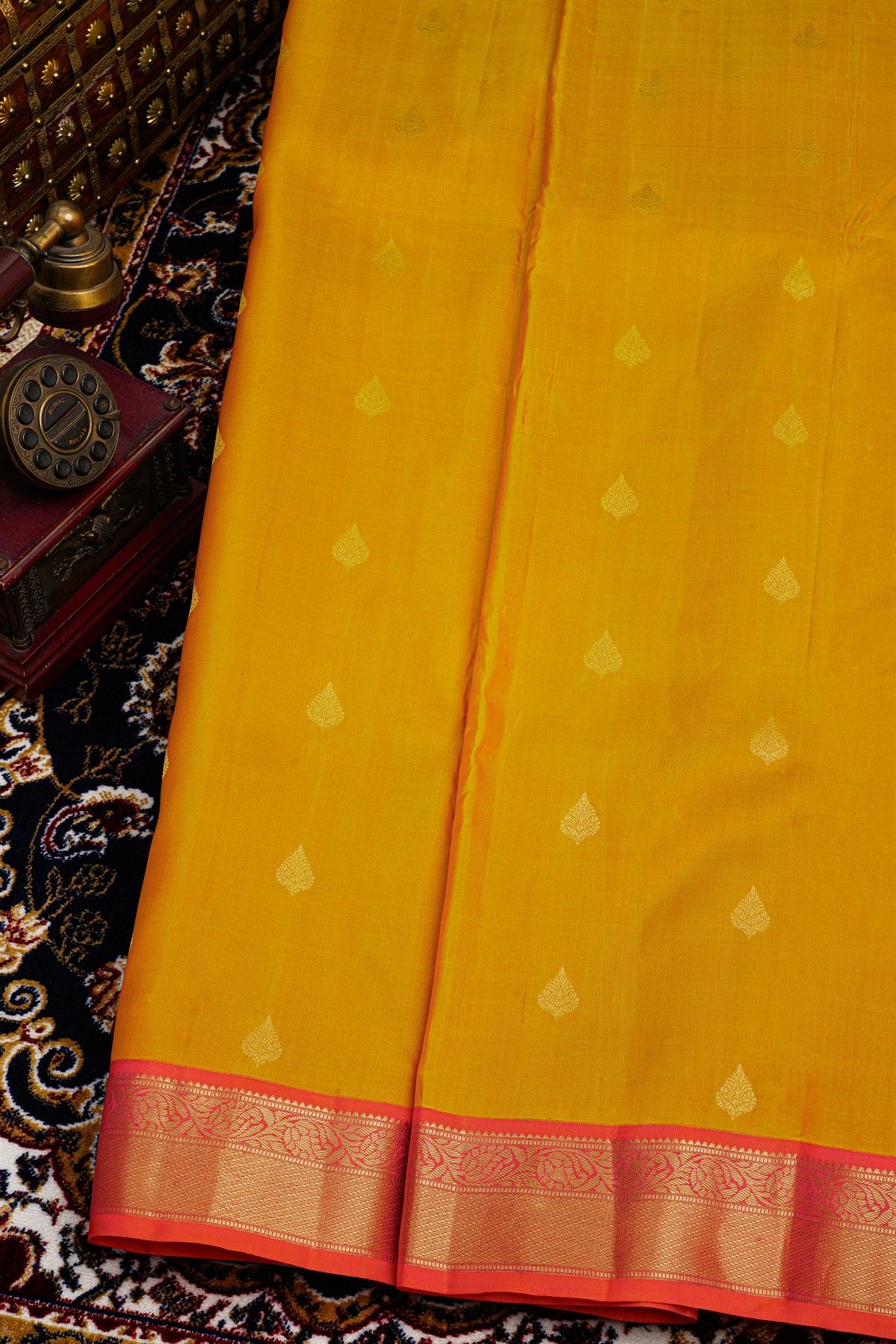 Kancheepuram Silk Yellow Saree