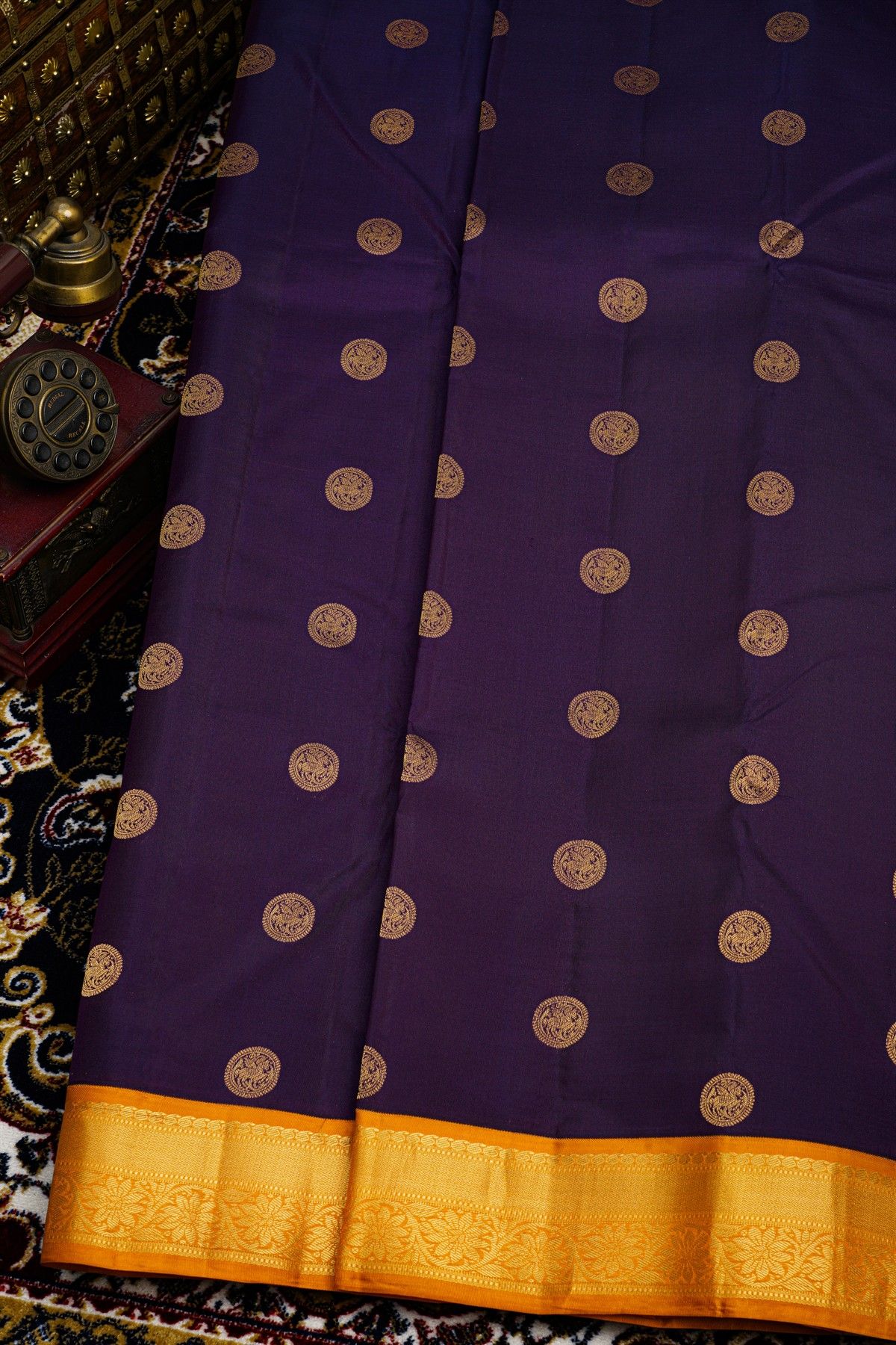 Kancheepuram Silk Navy Blue Saree
