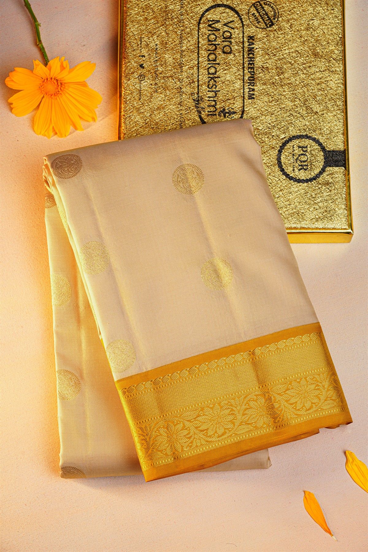 Kancheepuram Silk Off White Saree
