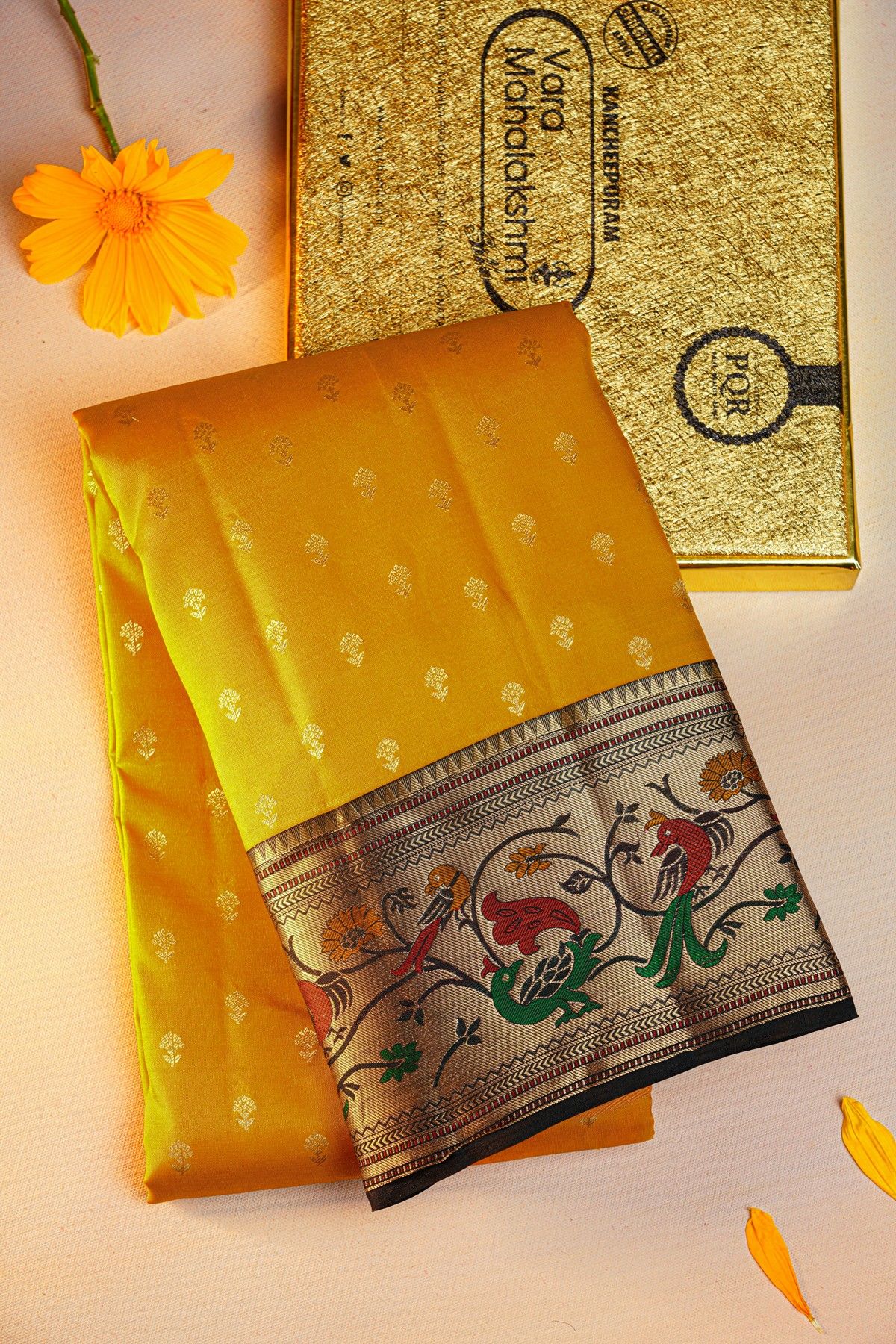 Kancheepuram Silk Mustard Saree