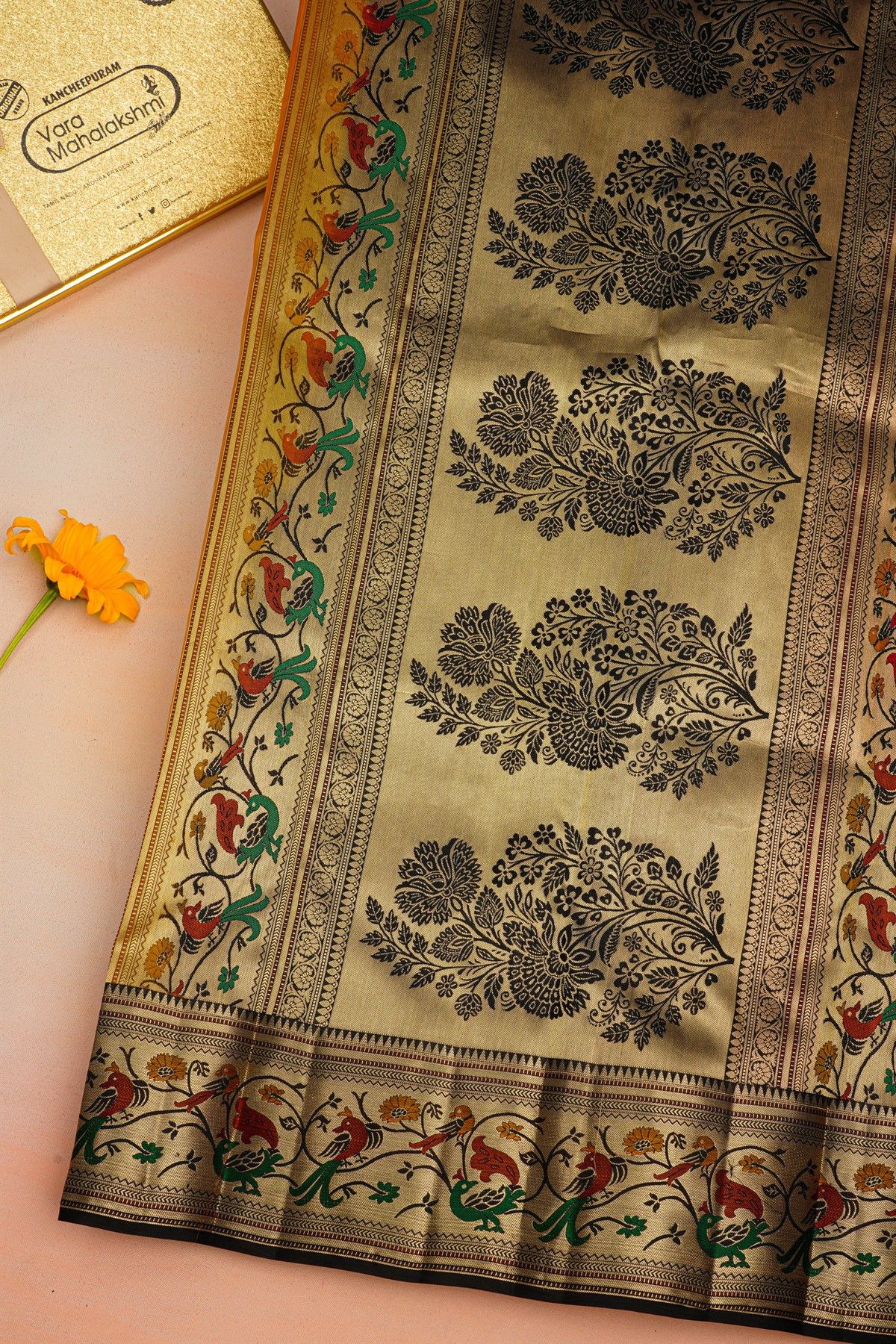 Kancheepuram Silk Mustard Saree