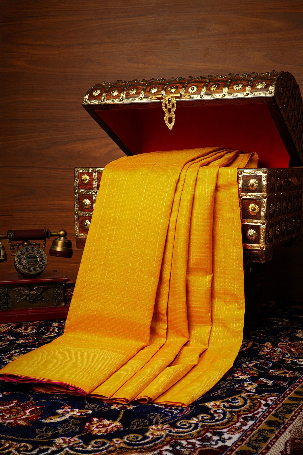 Kancheepuram Silk Mustard Saree