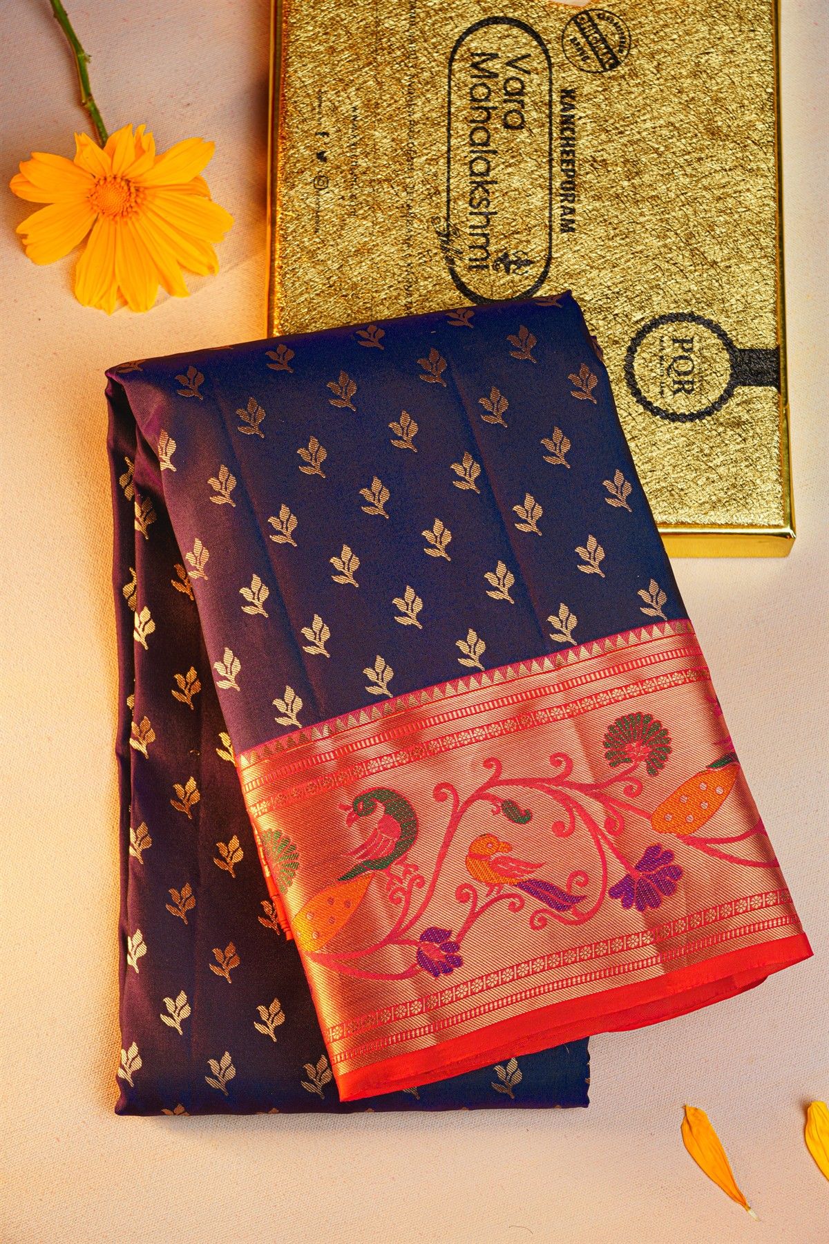 Kancheepuram Silk Navy Blue Saree