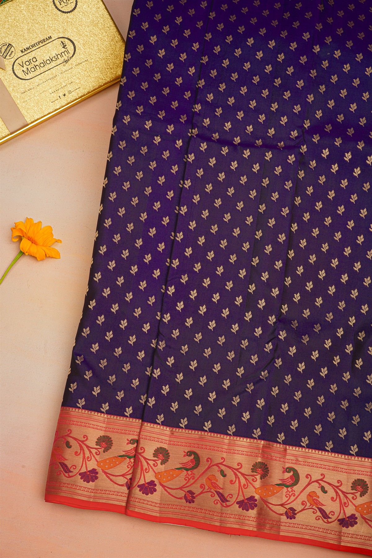 Kancheepuram Silk Navy Blue Saree