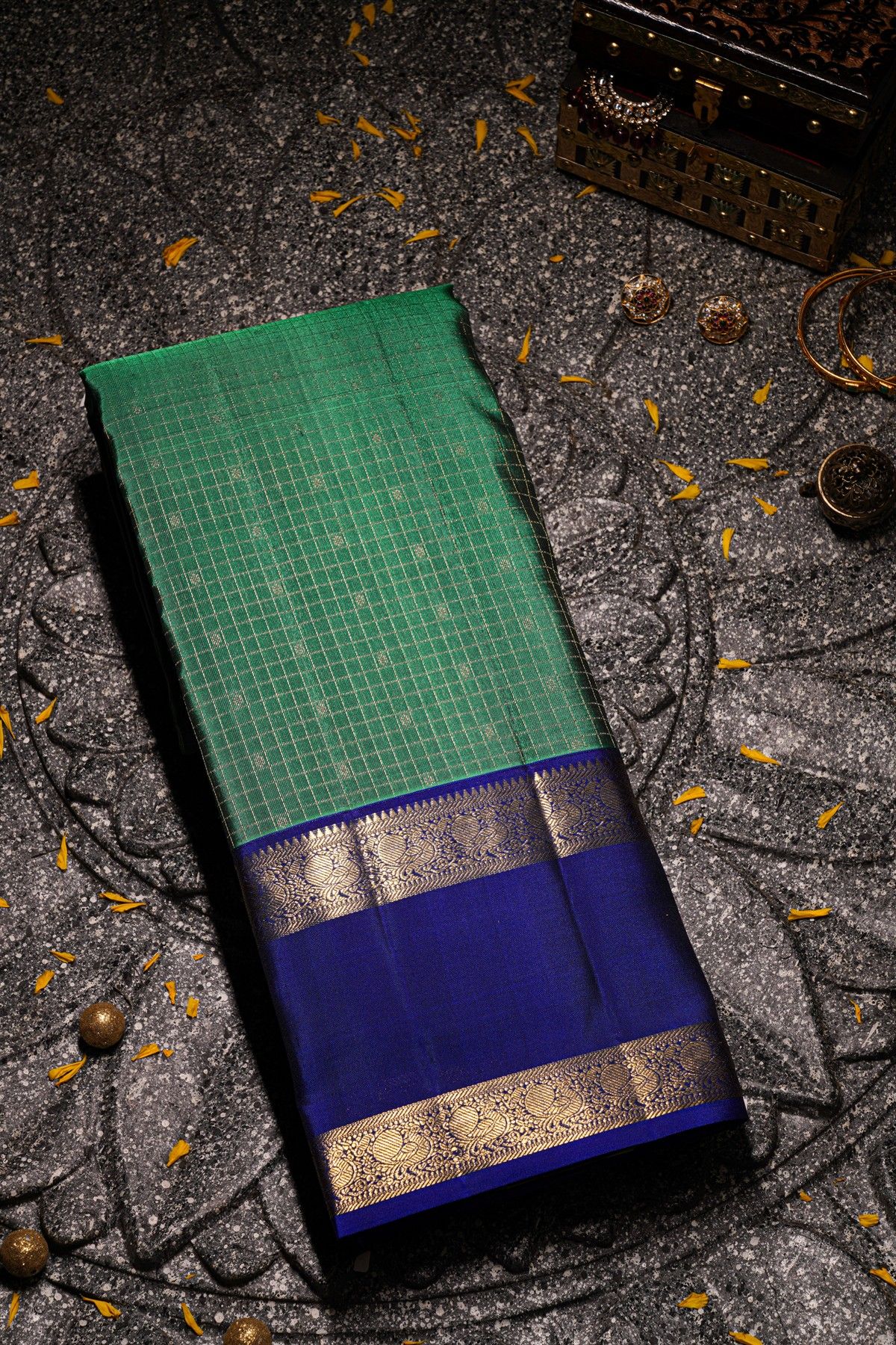 Kancheepuram Silk Peacock Green Saree