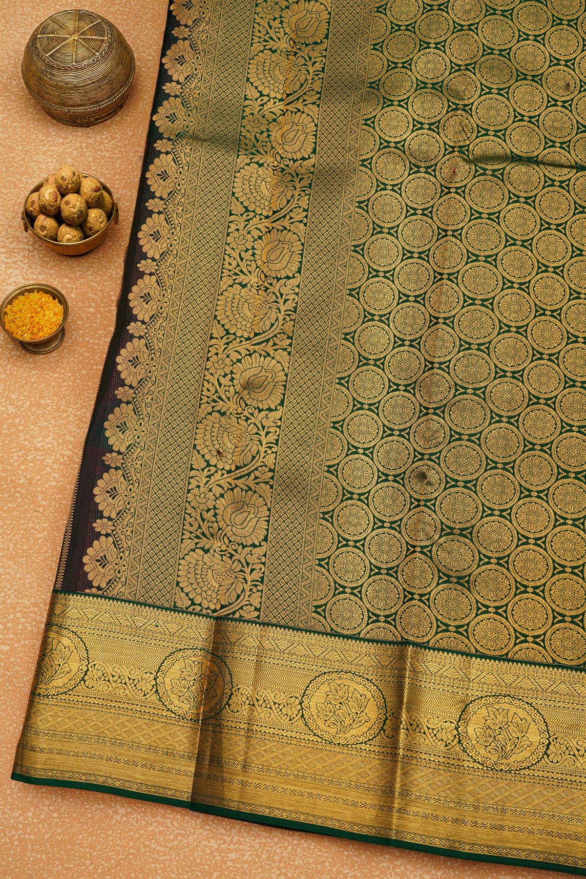 Kancheepuram Silk Wine Saree With Florals