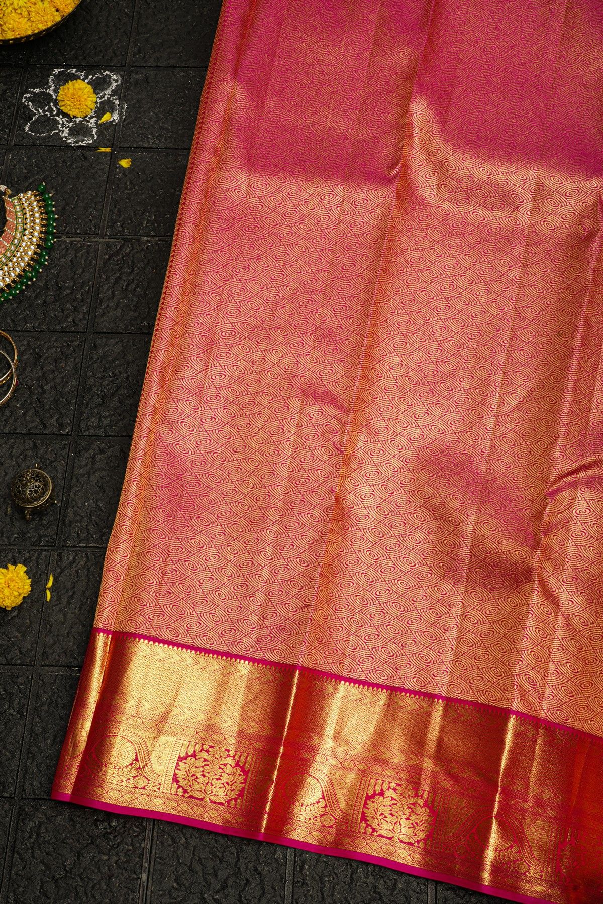 Kancheepuram Silk Yellow Saree