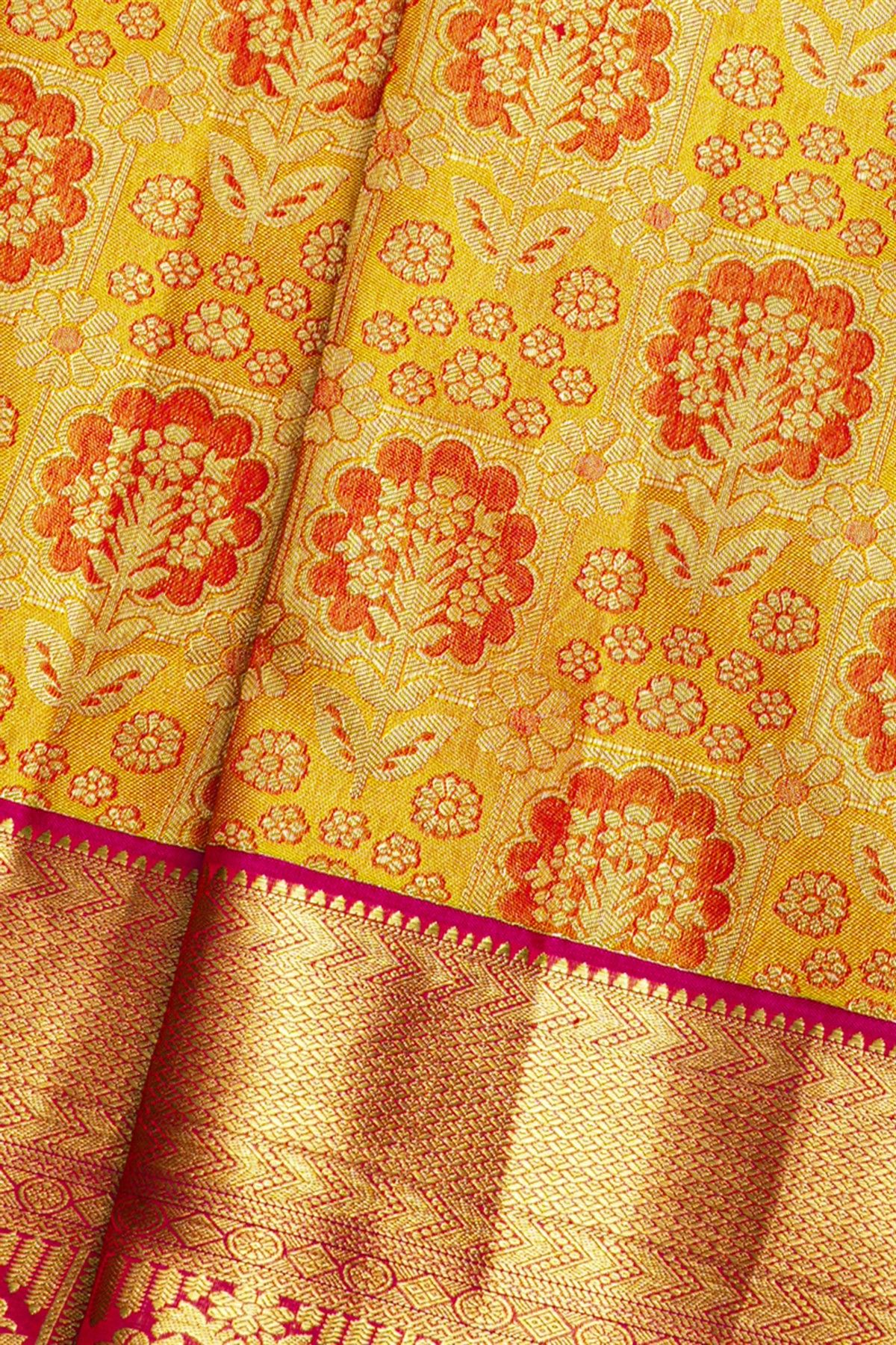 Kancheepuram Silk Yellow Saree