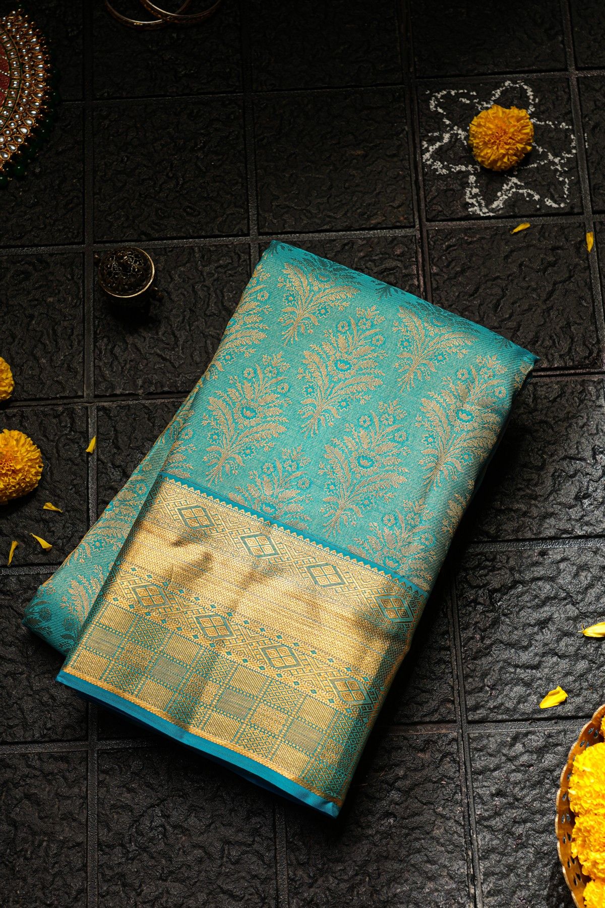 Kancheepuram Silk Sky Blue Saree