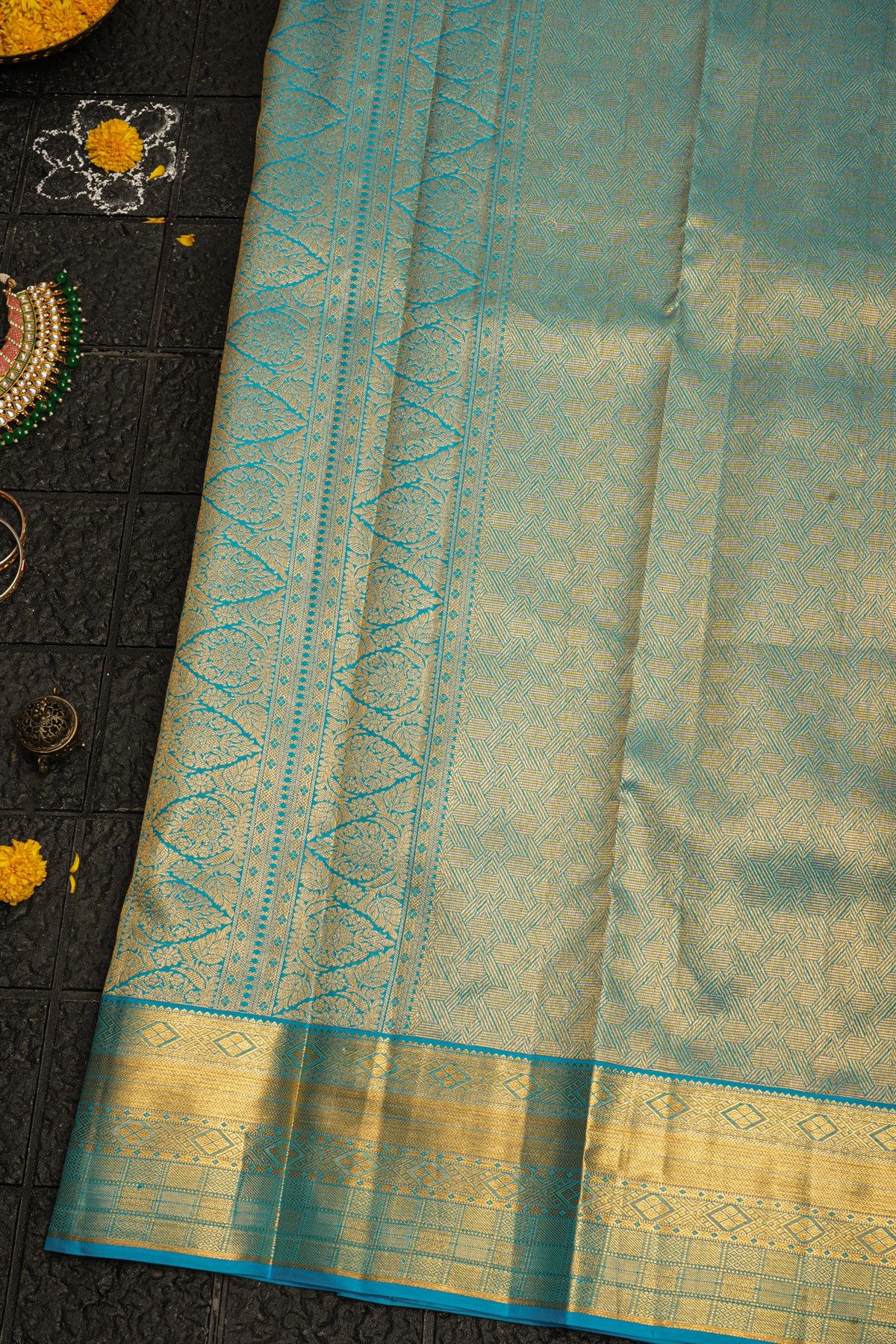 Kancheepuram Silk Sky Blue Saree