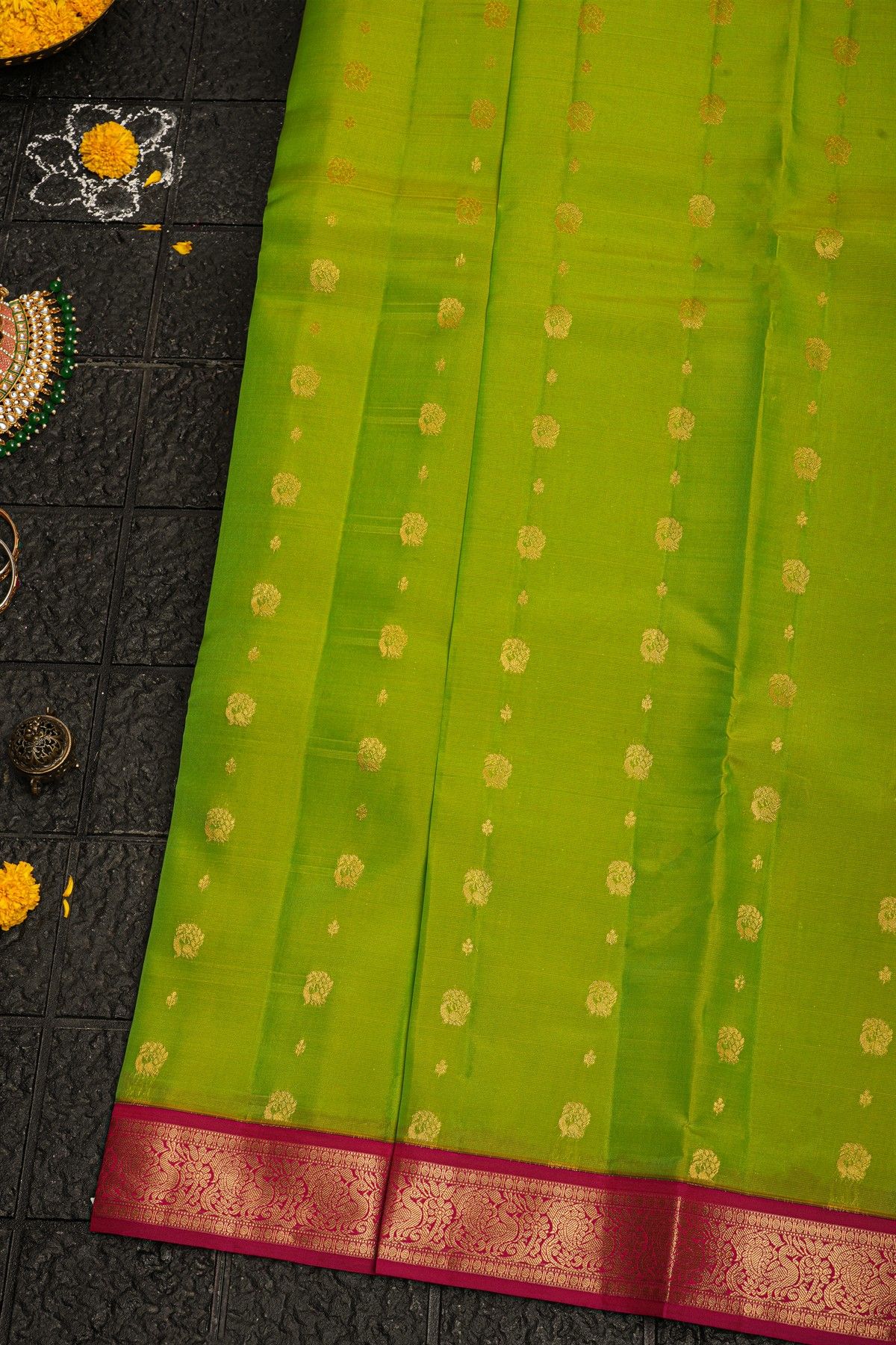 Kancheepuram Silk Parrot Green Saree