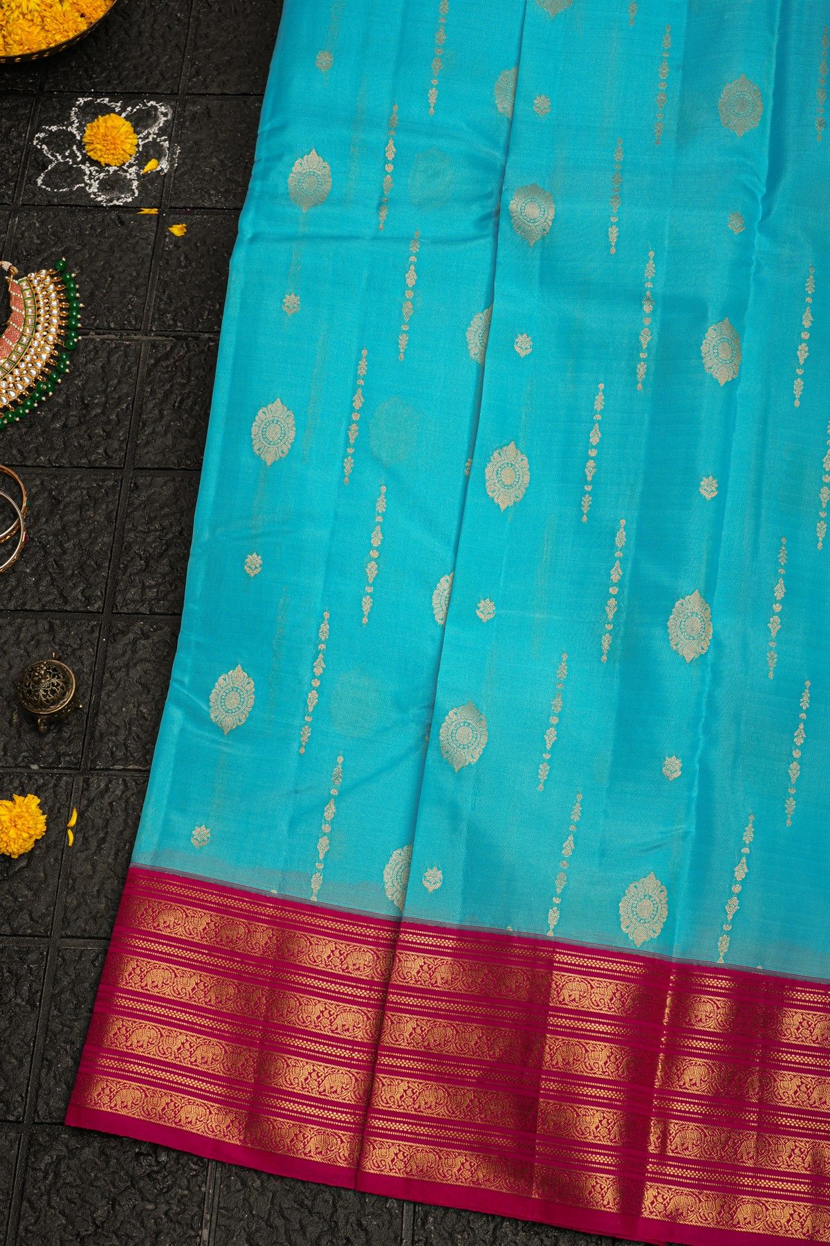 Kancheepuram Silk Sky Blue Saree
