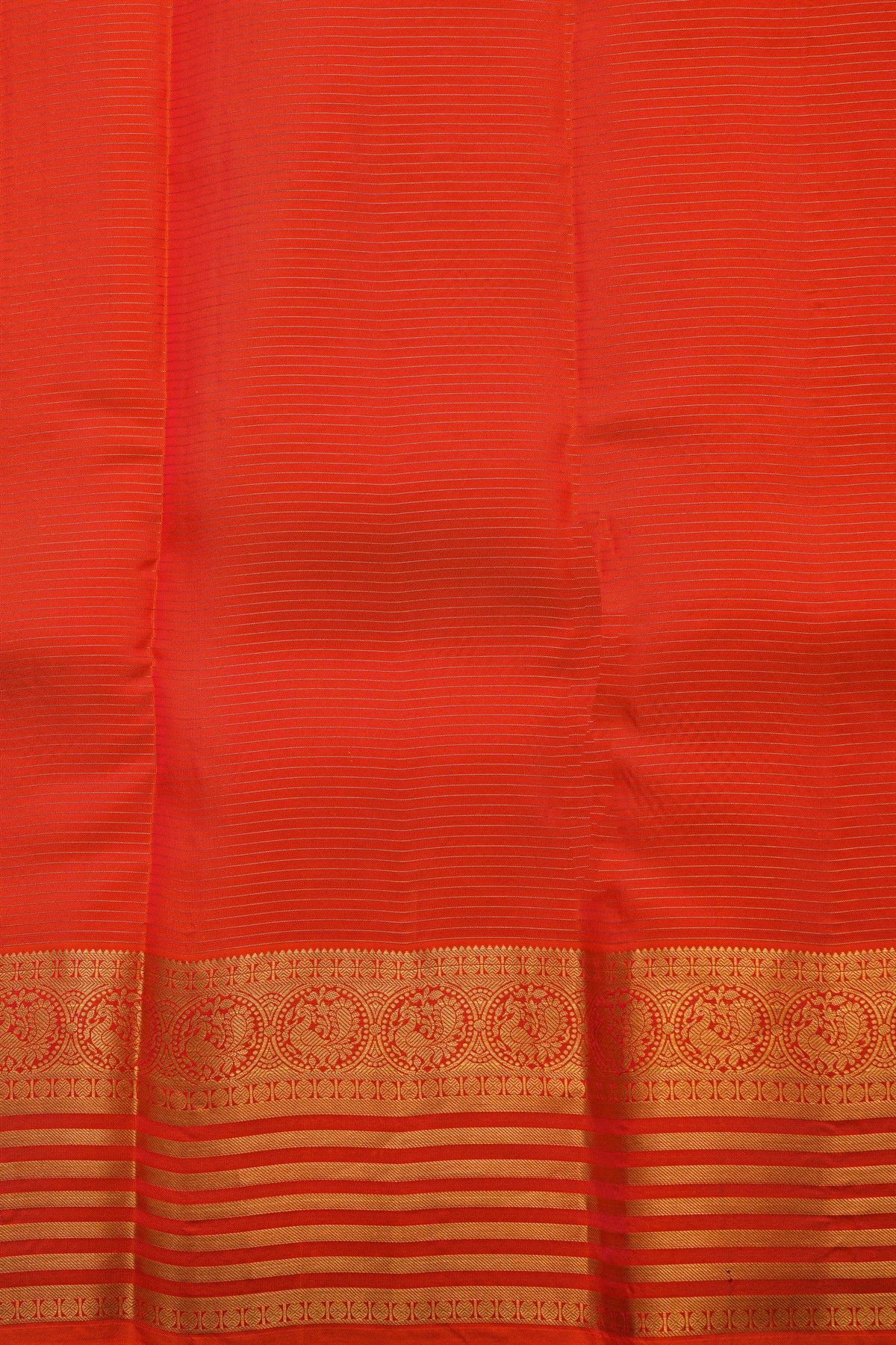 Kanchipuram Silk Orange Saree