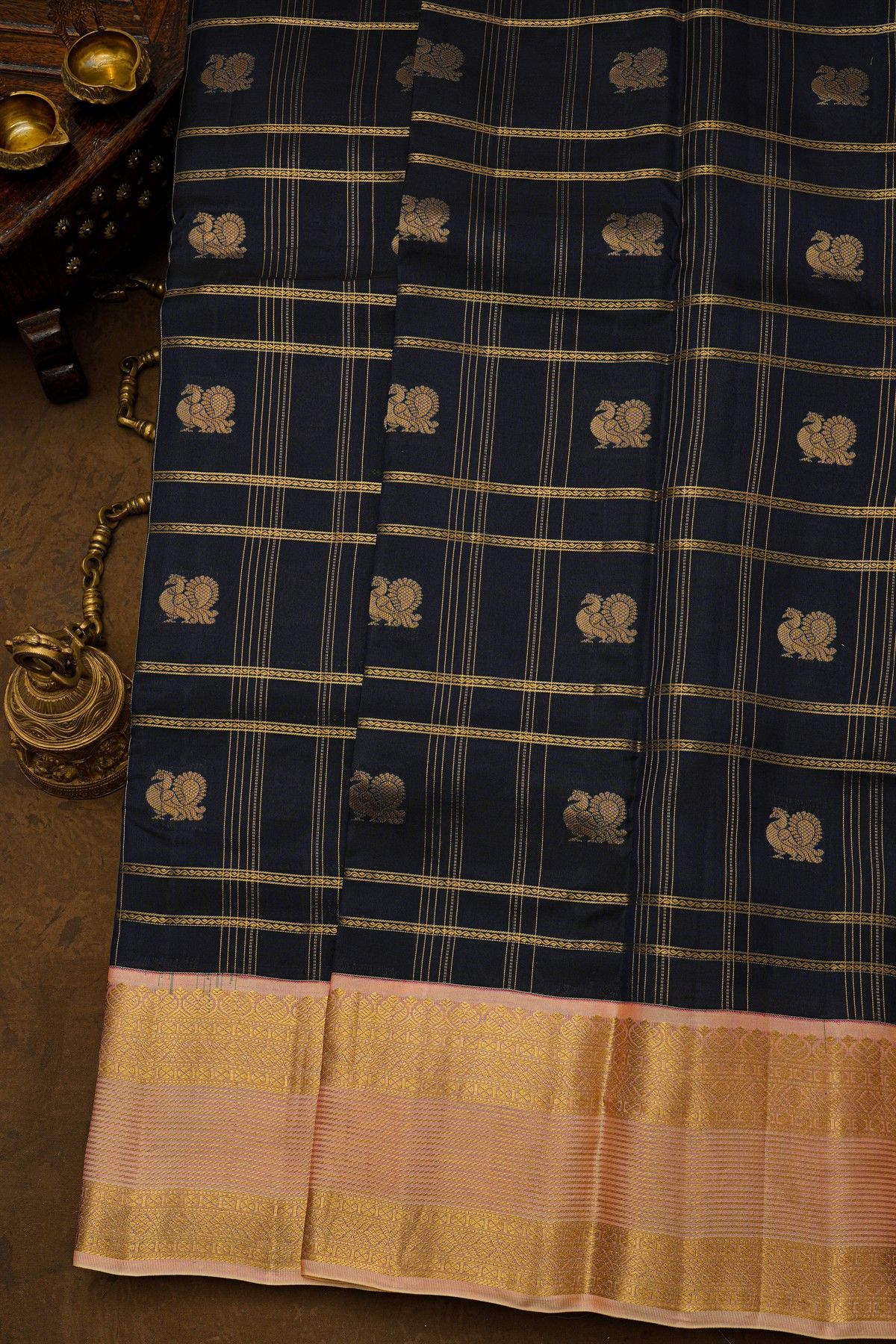 Kancheepuram Silk Navy Blue Saree
