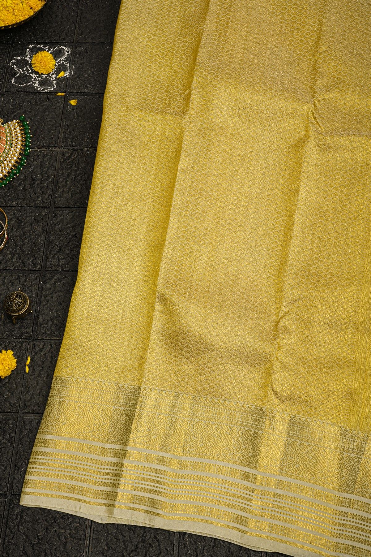 Kancheepuram Silk Mustard Saree