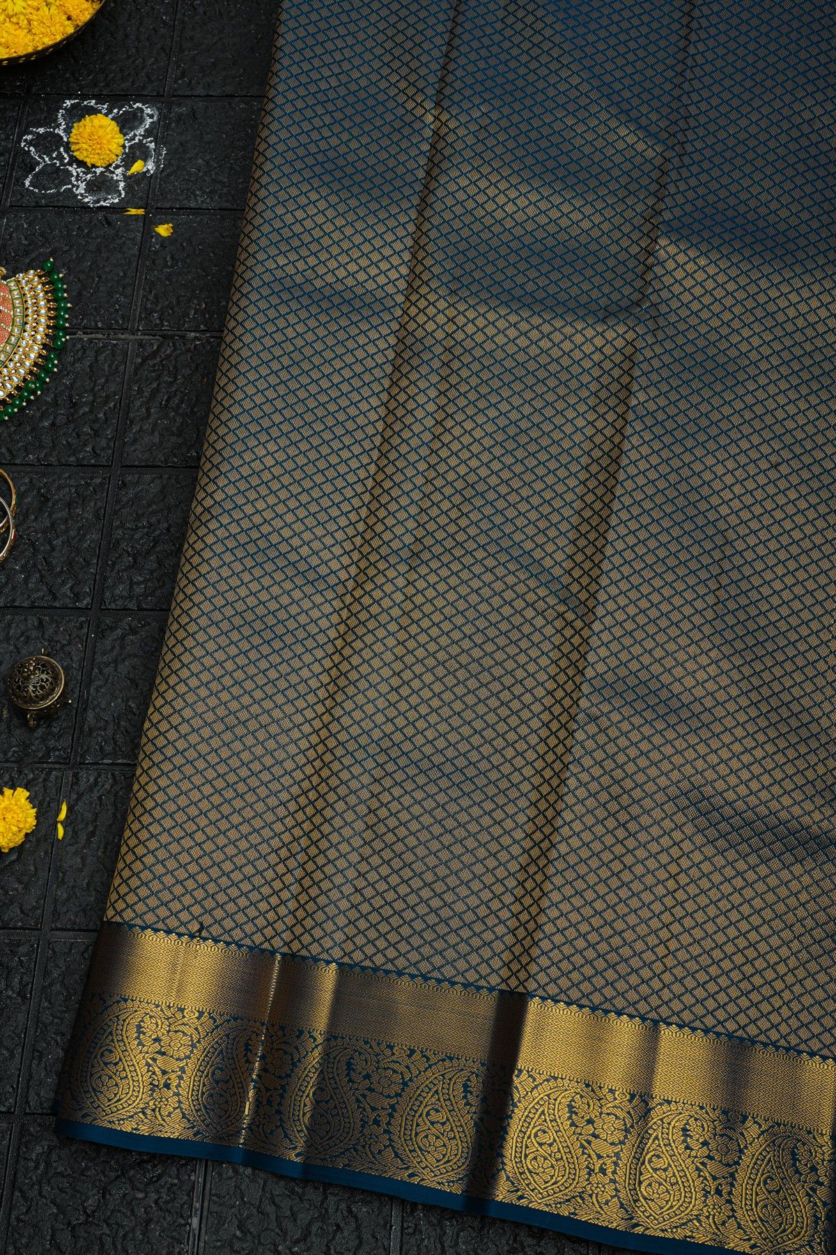 Kancheepuram Silk Yellow Saree