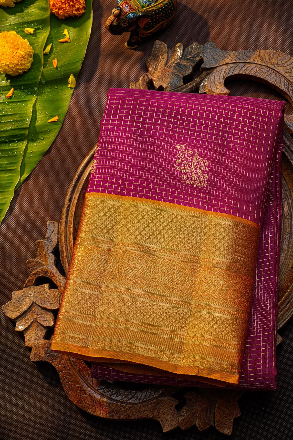 Kancheepuram Silk Magenta Saree