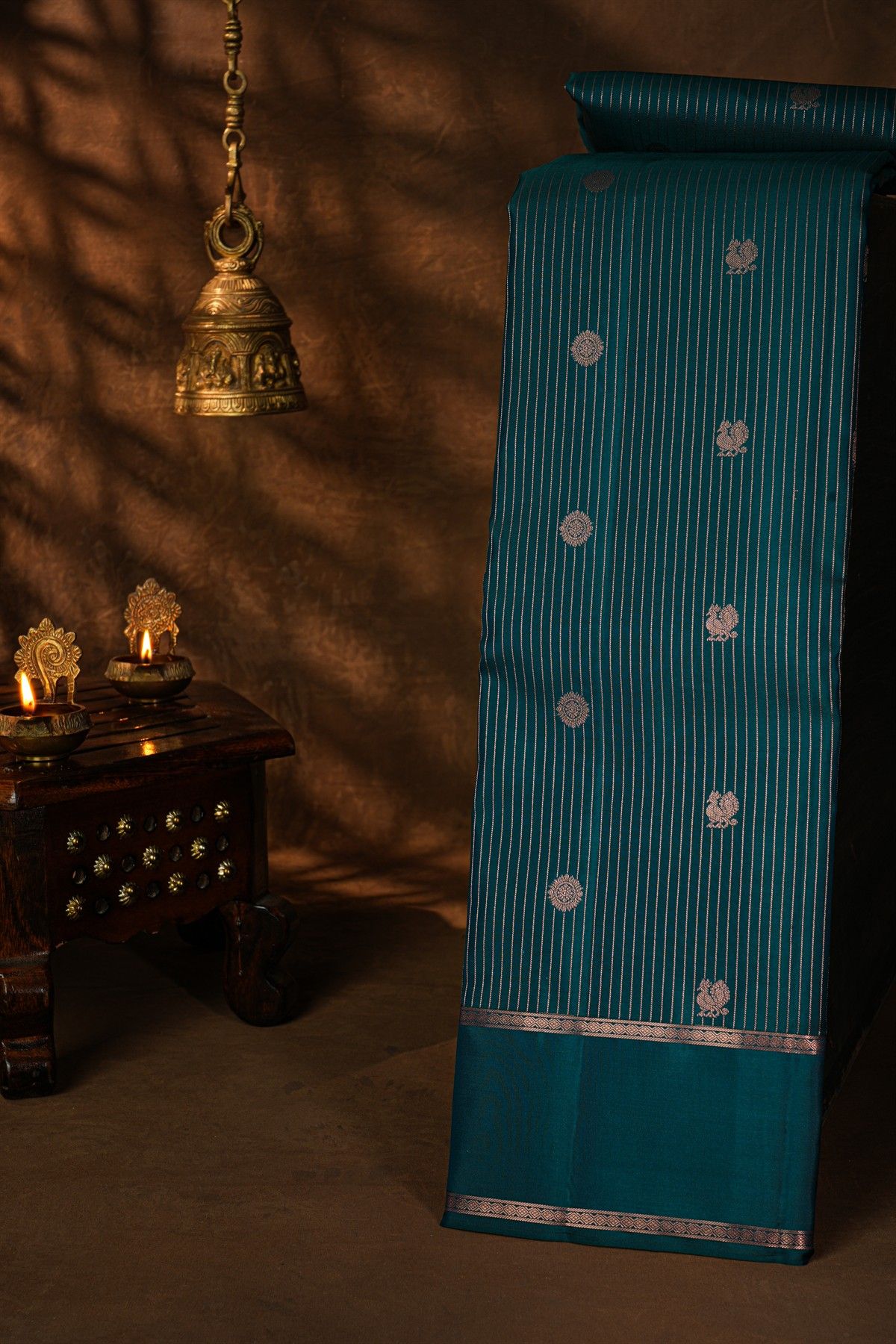 Kancheepuram Silk Teal Blue Saree