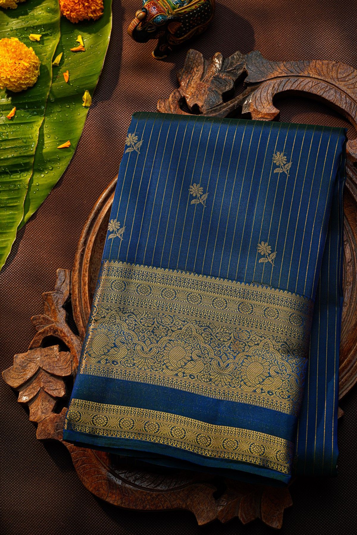 Kanchipuram Silk Navy Blue Saree