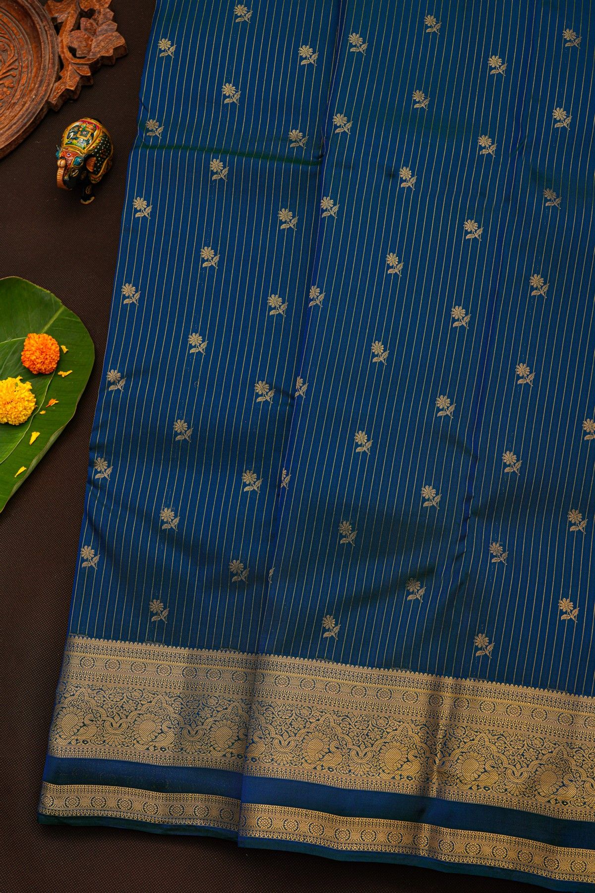 Kanchipuram Silk Navy Blue Saree