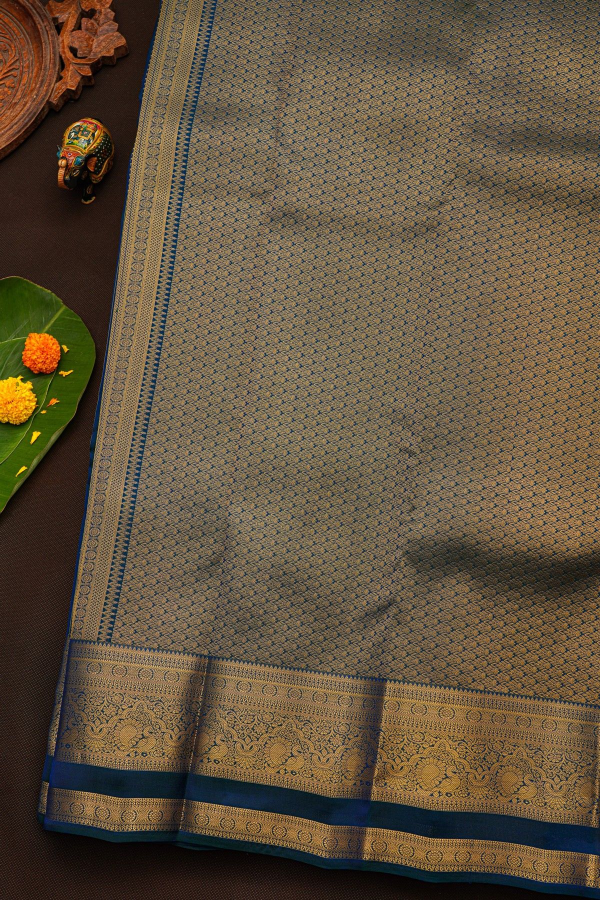 Kanchipuram Silk Navy Blue Saree
