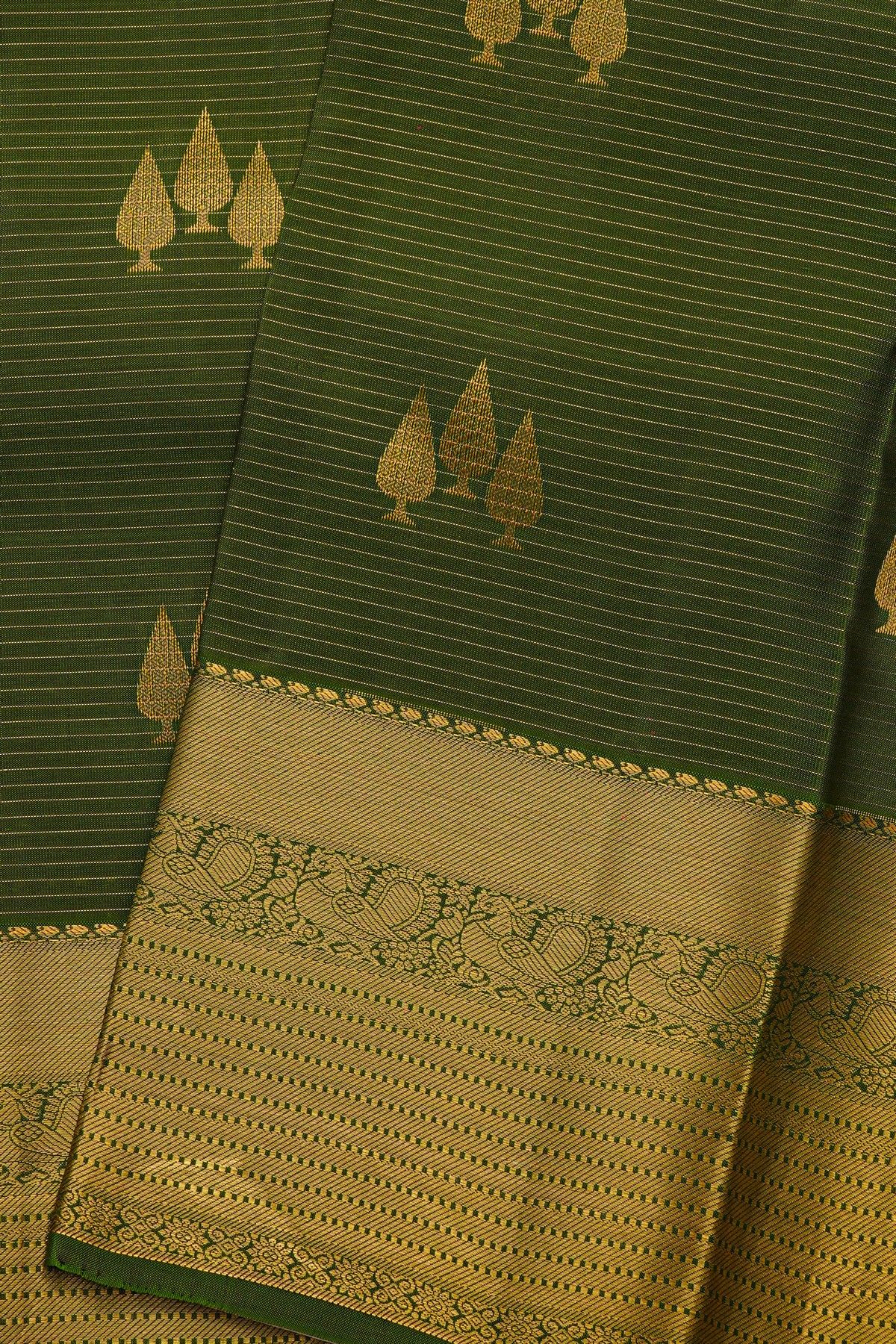 Kanchipuram Silk Bottle Green Saree