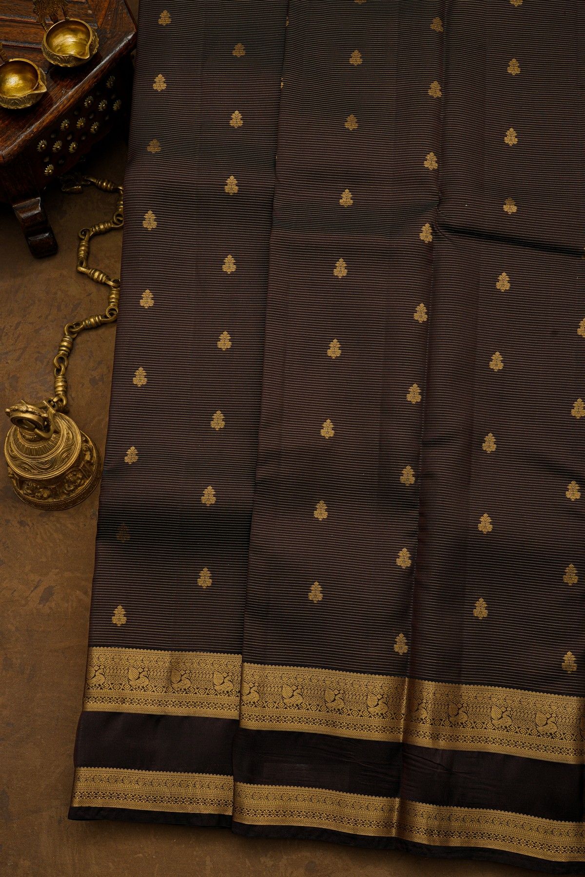 Kancheepuram Silk Dark Brown Saree
