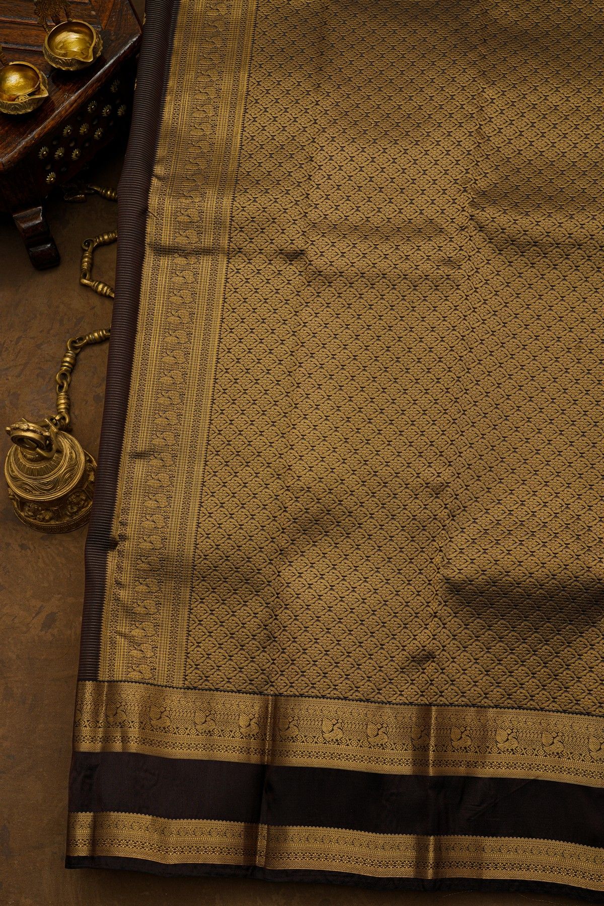 Kancheepuram Silk Dark Brown Saree