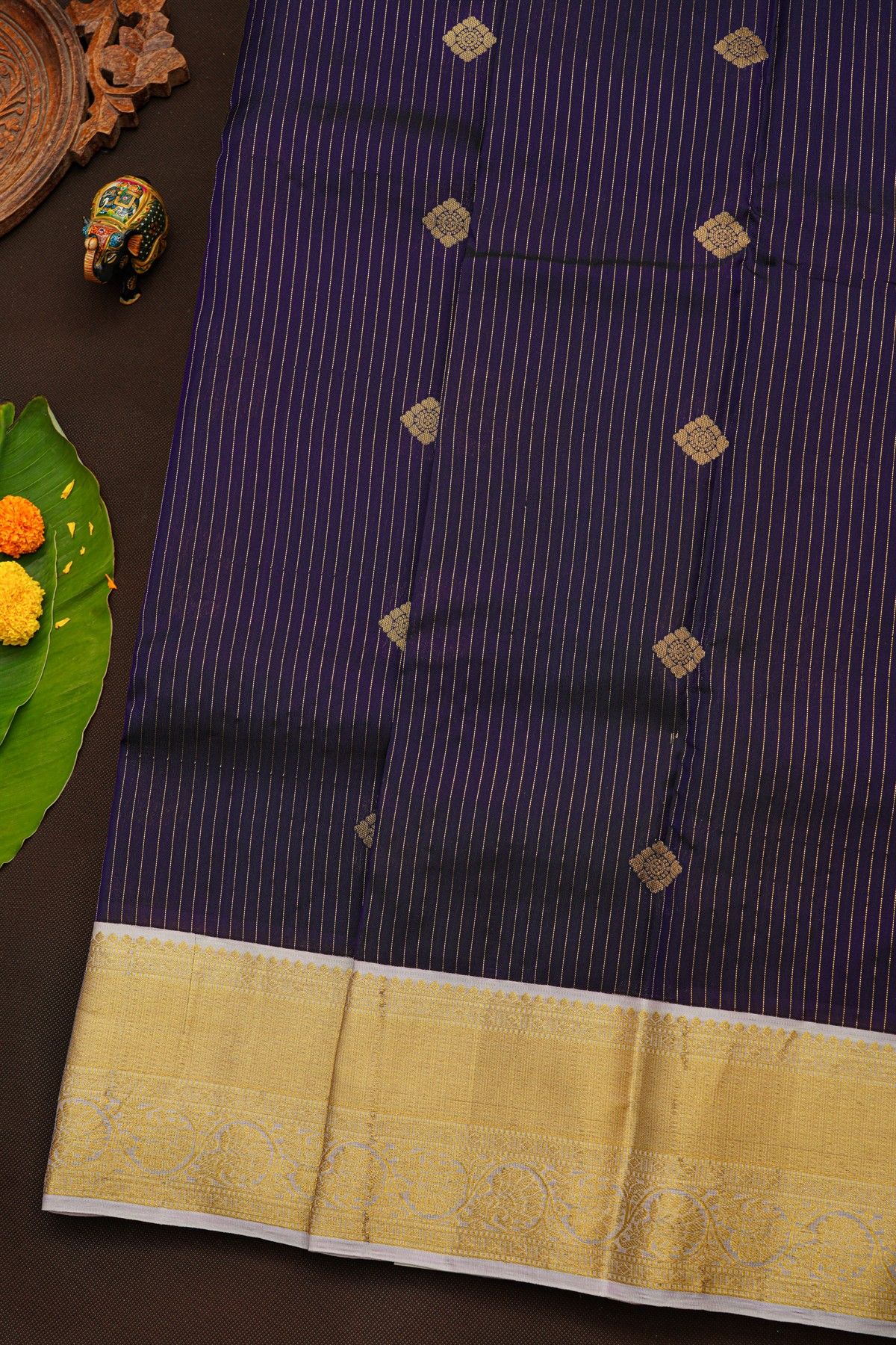 Kanchipuram Silk Navy Blue Saree