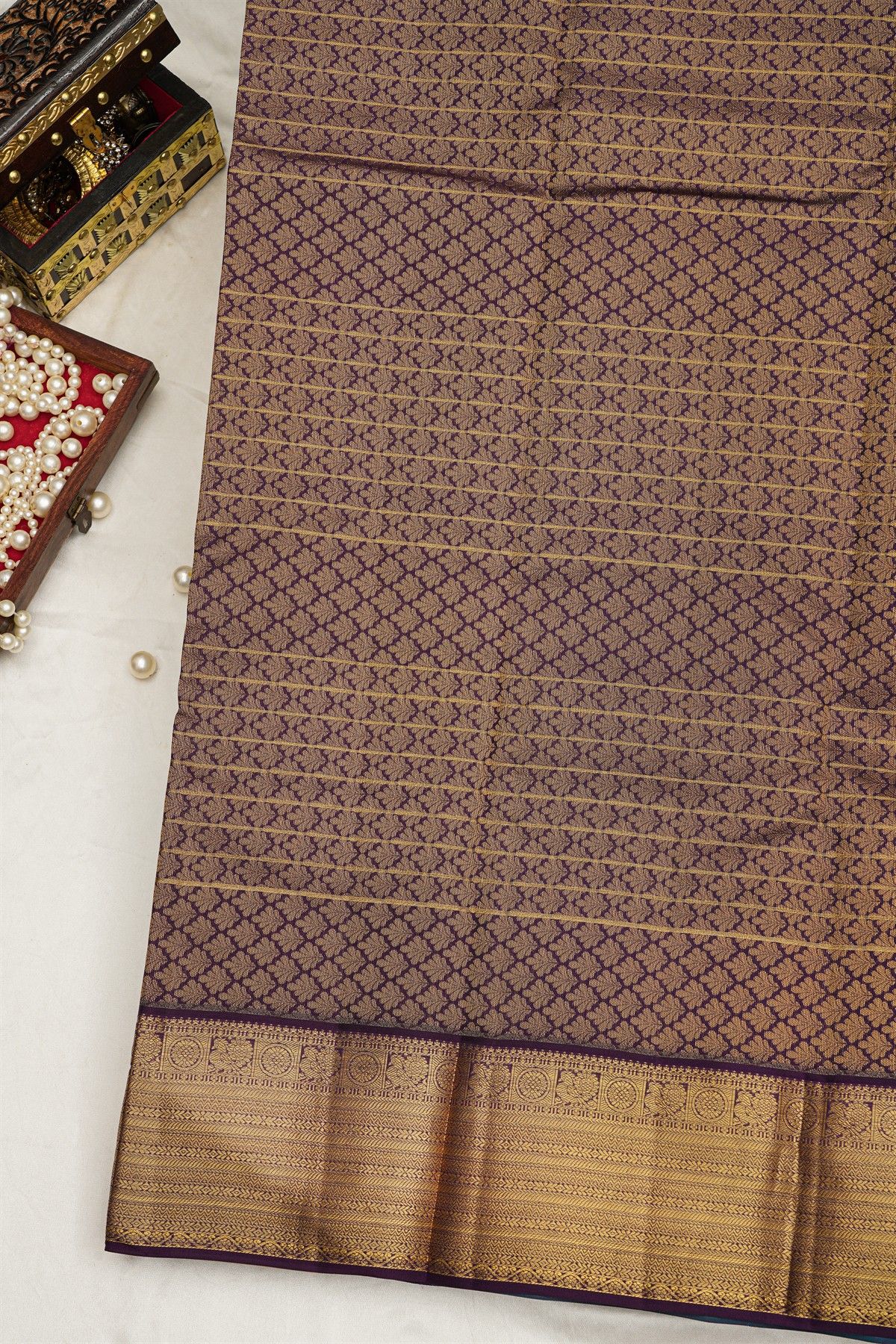 Kancheepuram Silk Sky Blue Saree Zari Lines Body Contrast Border