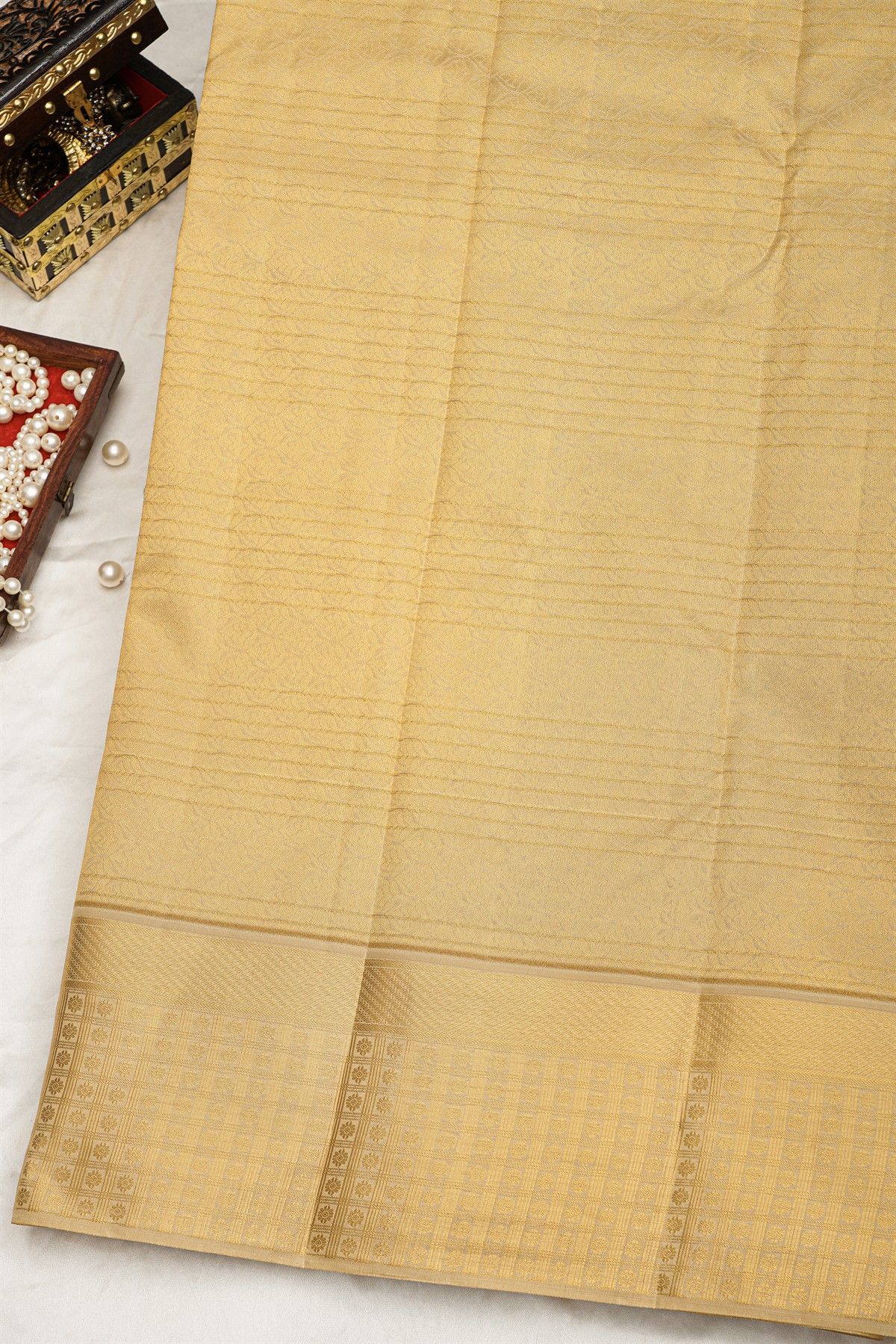 Kancheepuram Silk Purple Saree With Checks Body Pastel Border