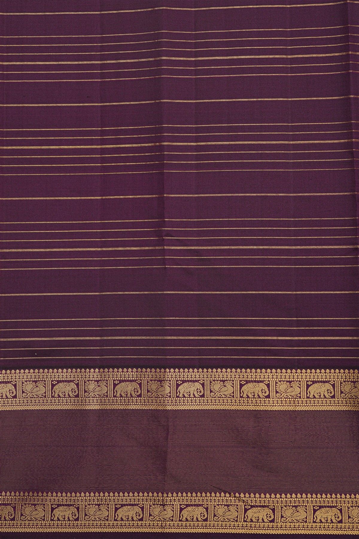Kancheepuram Silk Yellow Colour Saree With Zari Checks And Gap Border