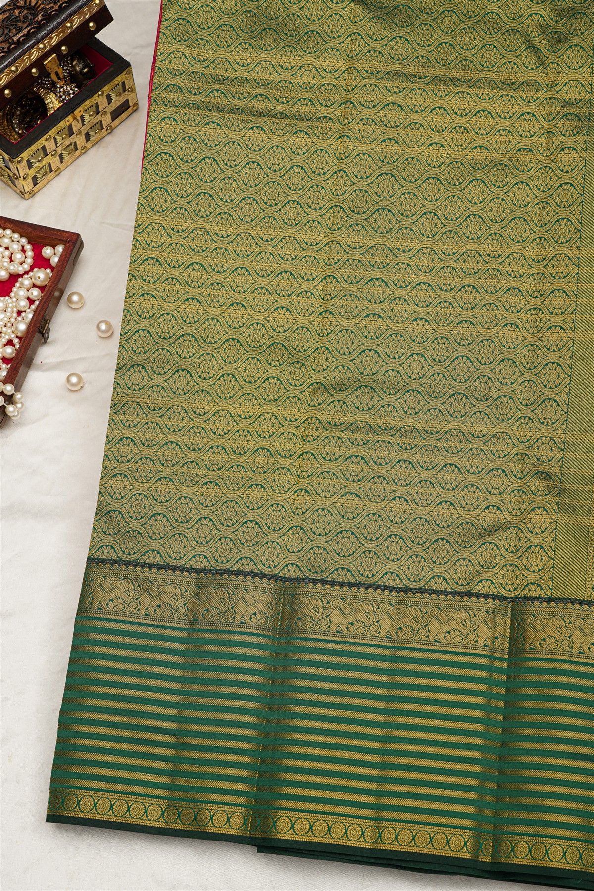 Kancheepuram Silk Pink Saree Checks Body Zari Lines Border