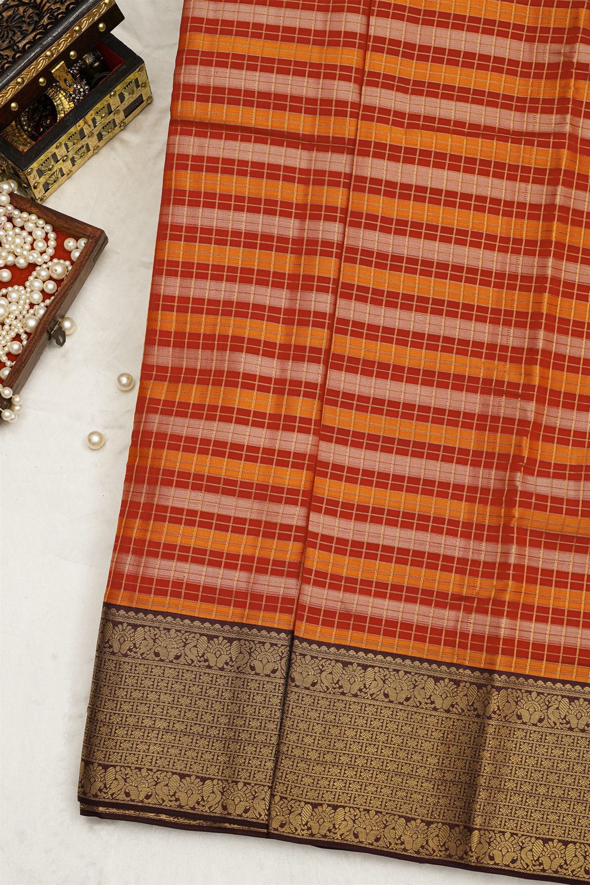 Kancheepuram Silk Multi-Colour Contrast Border Saree