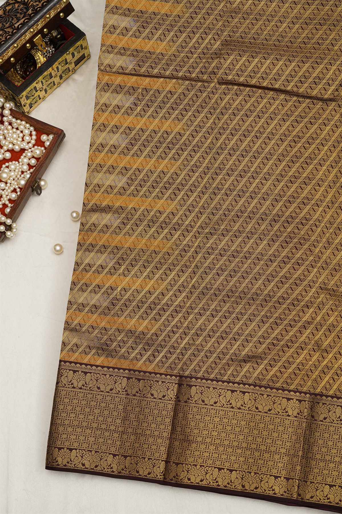Kancheepuram Silk Multi-Colour Contrast Border Saree