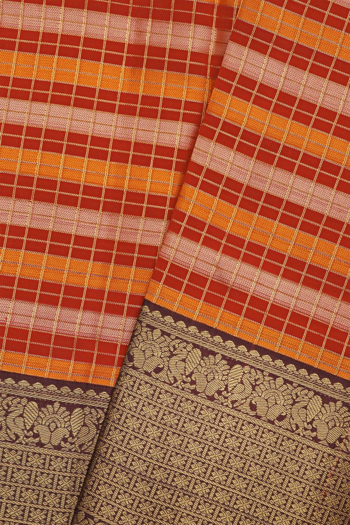 Kancheepuram Silk Multi-Colour Contrast Border Saree