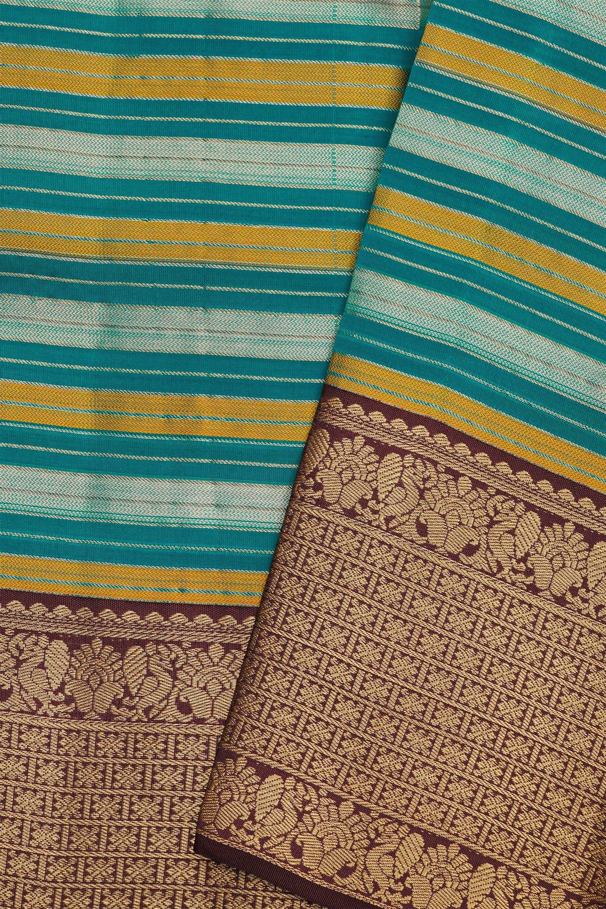 Kancheepuram Silk Multi-Colour Saree With Contrast Border