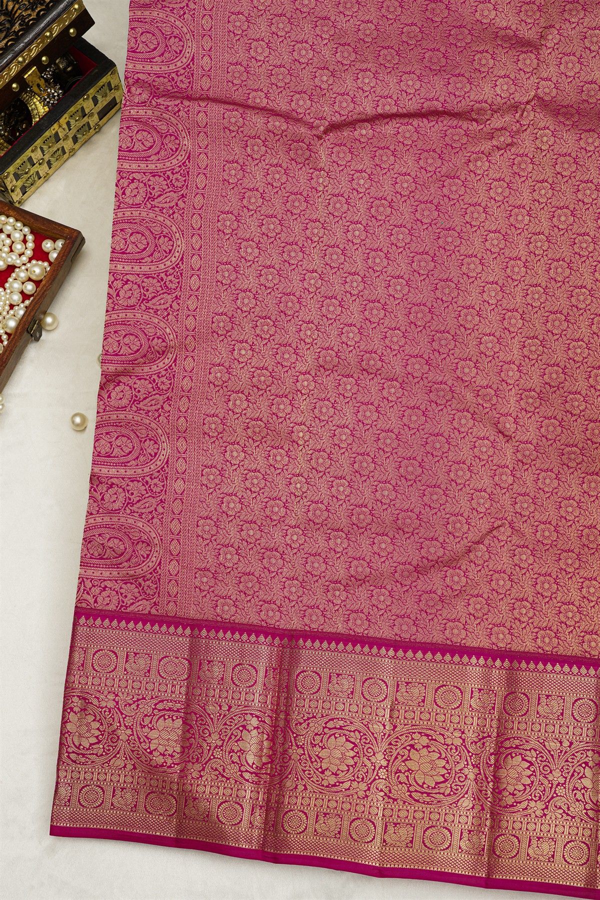 Kancheepuram Silk Mustard Saree With Zari Lines Body Contrast Border
