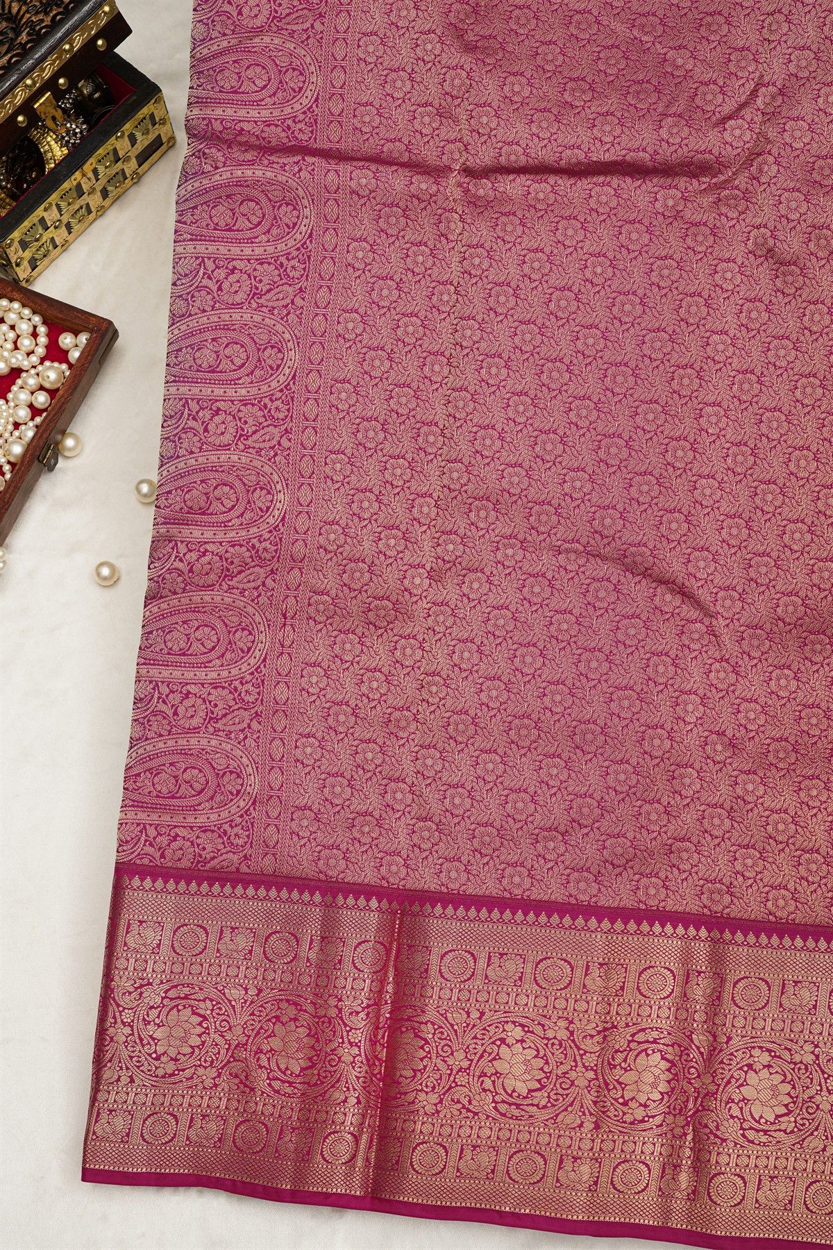 Kancheepuram Silk Sky Blue Saree Zari Lines And Florals Body Contrast Border