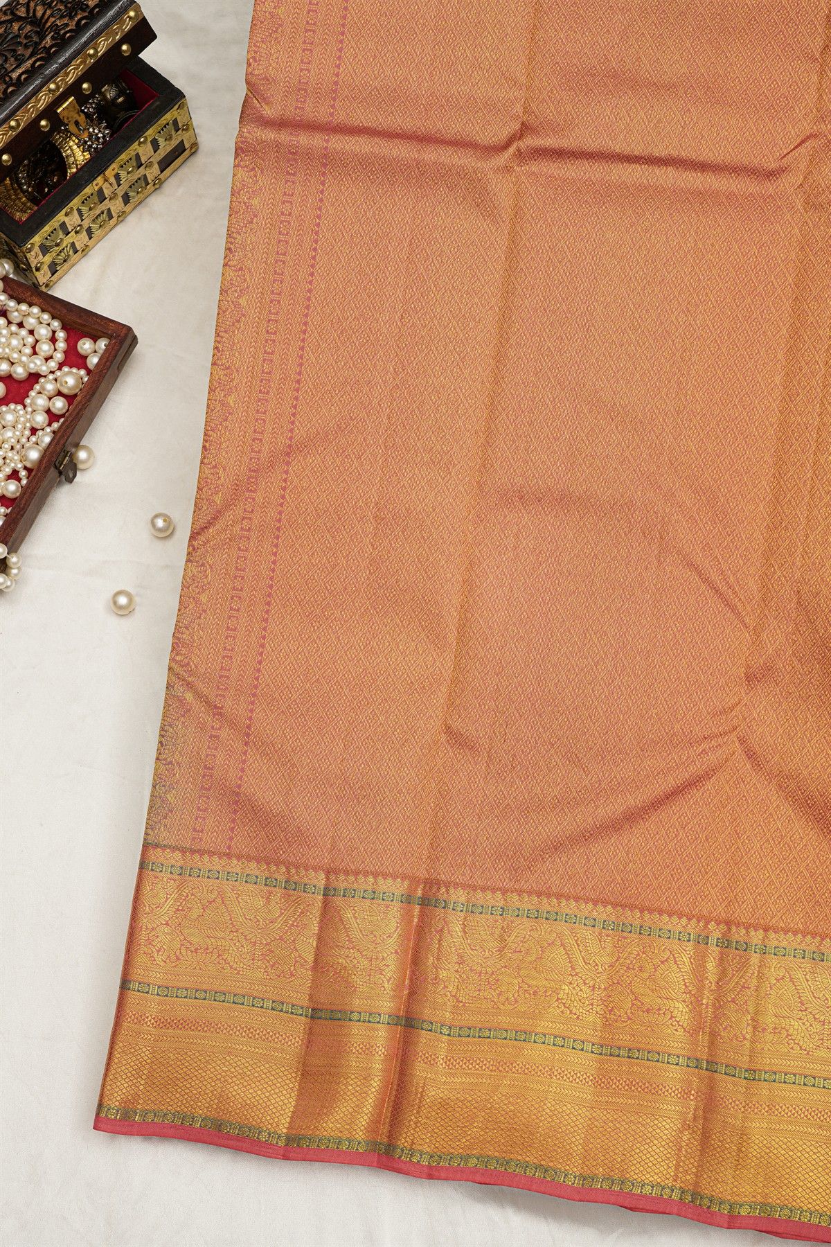 Kancheepuram Silk Sky Blue Saree With Zari Lines Body Contrast Border