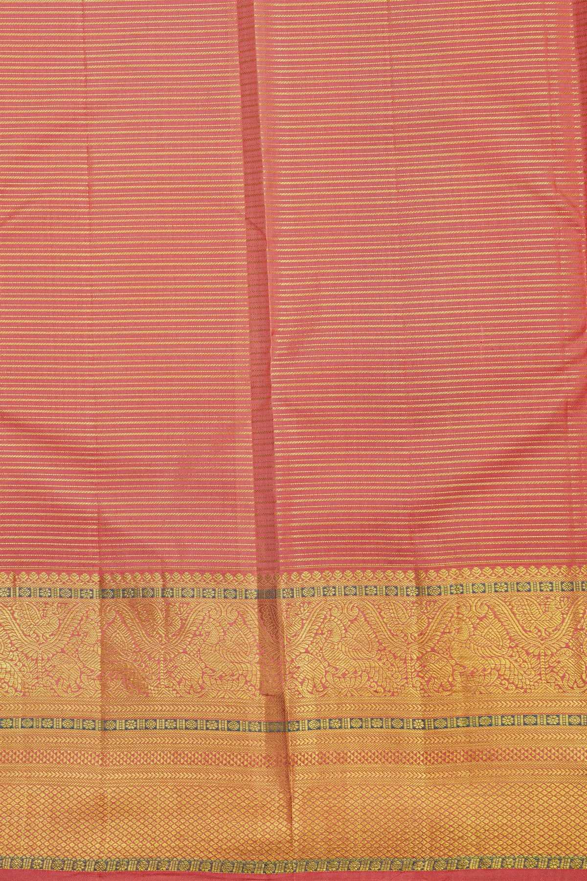 Kancheepuram Silk Sky Blue Saree With Zari Lines Body Contrast Border