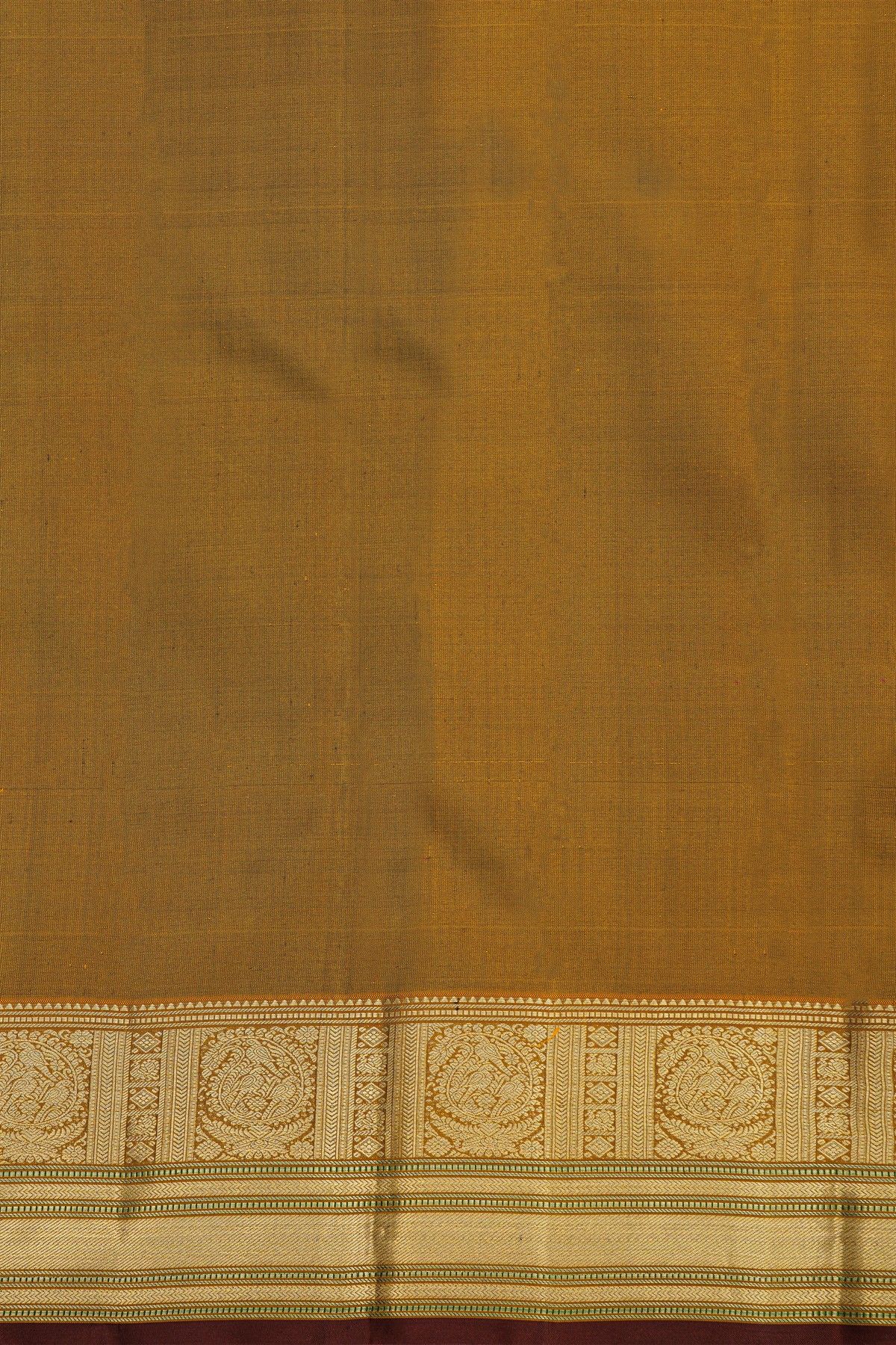 Kancheepruam Silk Black Colour Saree With Zari Checks Body Traditional Gap Border
